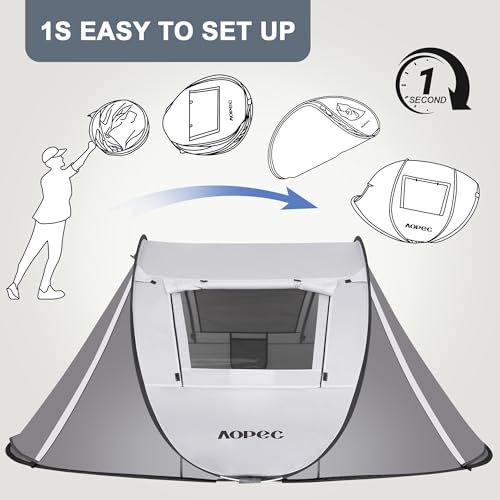 2-6 Person PU4500mm Pop-Up Camping Tent with Porch