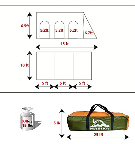 15x10FT Waterproof Car Canopy Tent for 8-10 People