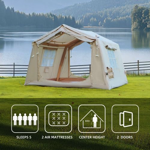 4-6 Person 4-Season Inflatable Camping Tent with Canopy
