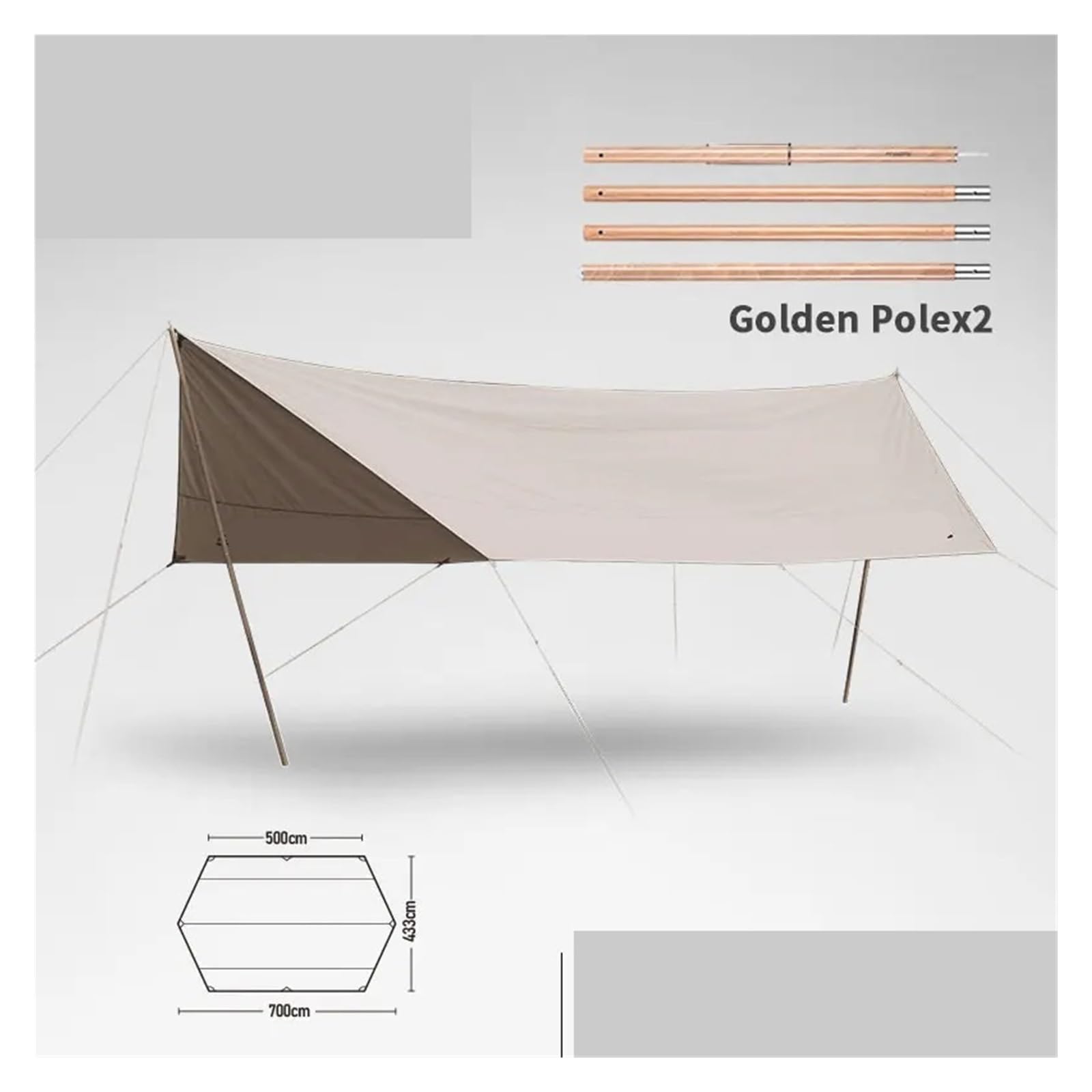 Hexagonal Cotton Sun Shelter Canopy for 5-8 People