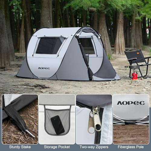 2-6 Person PU4500mm Pop-Up Camping Tent with Porch