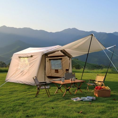 4-6 Person 4-Season Inflatable Camping Tent with Canopy