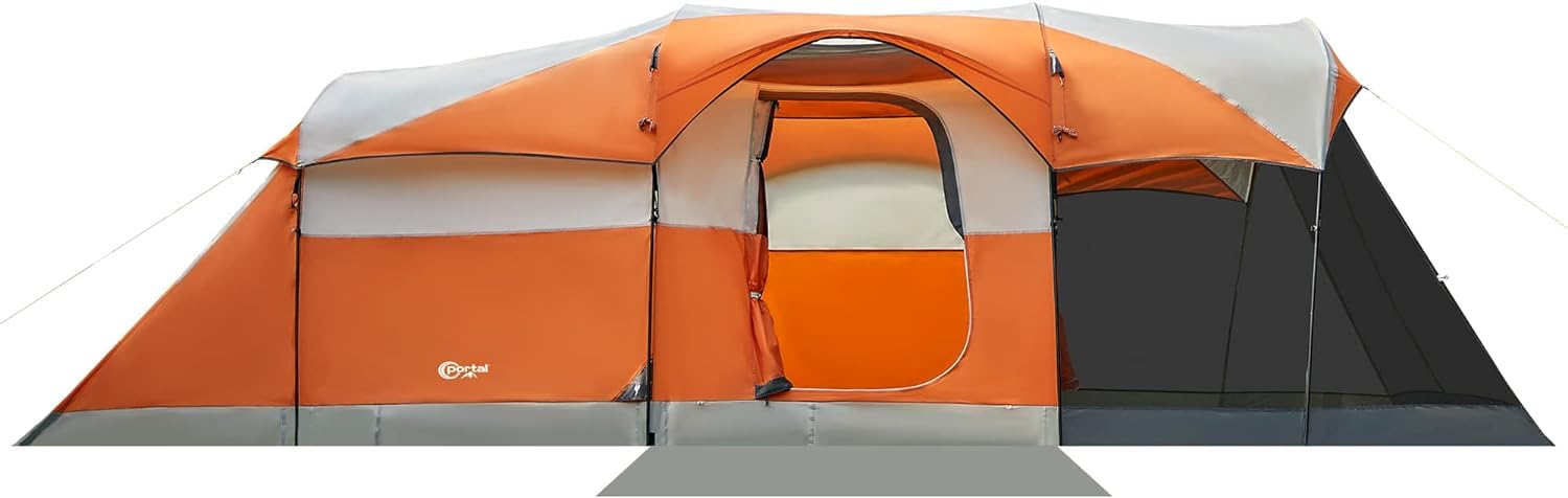 6-10 Person Water-Resistant Tunnel Tent with Screen Room