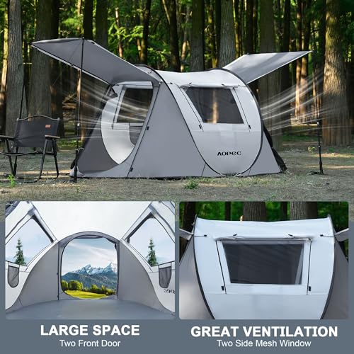 2-6 Person PU4500mm Pop-Up Camping Tent with Porch