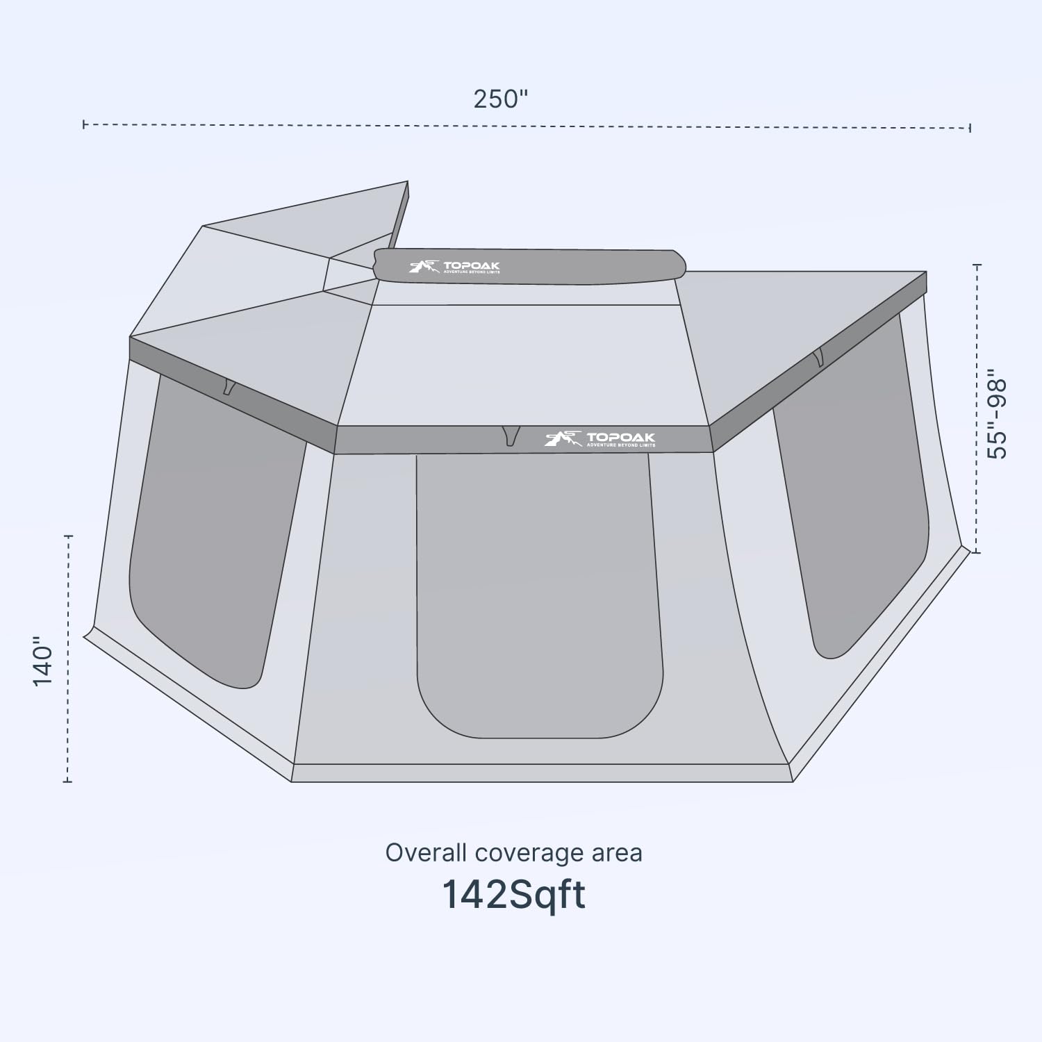 Driver-Side 270° Vehicle Awning Room with Floor Mat