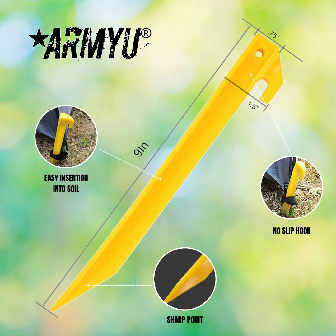 240-Pack Yellow 9-Inch Heavy-Duty Plastic Tent Pegs