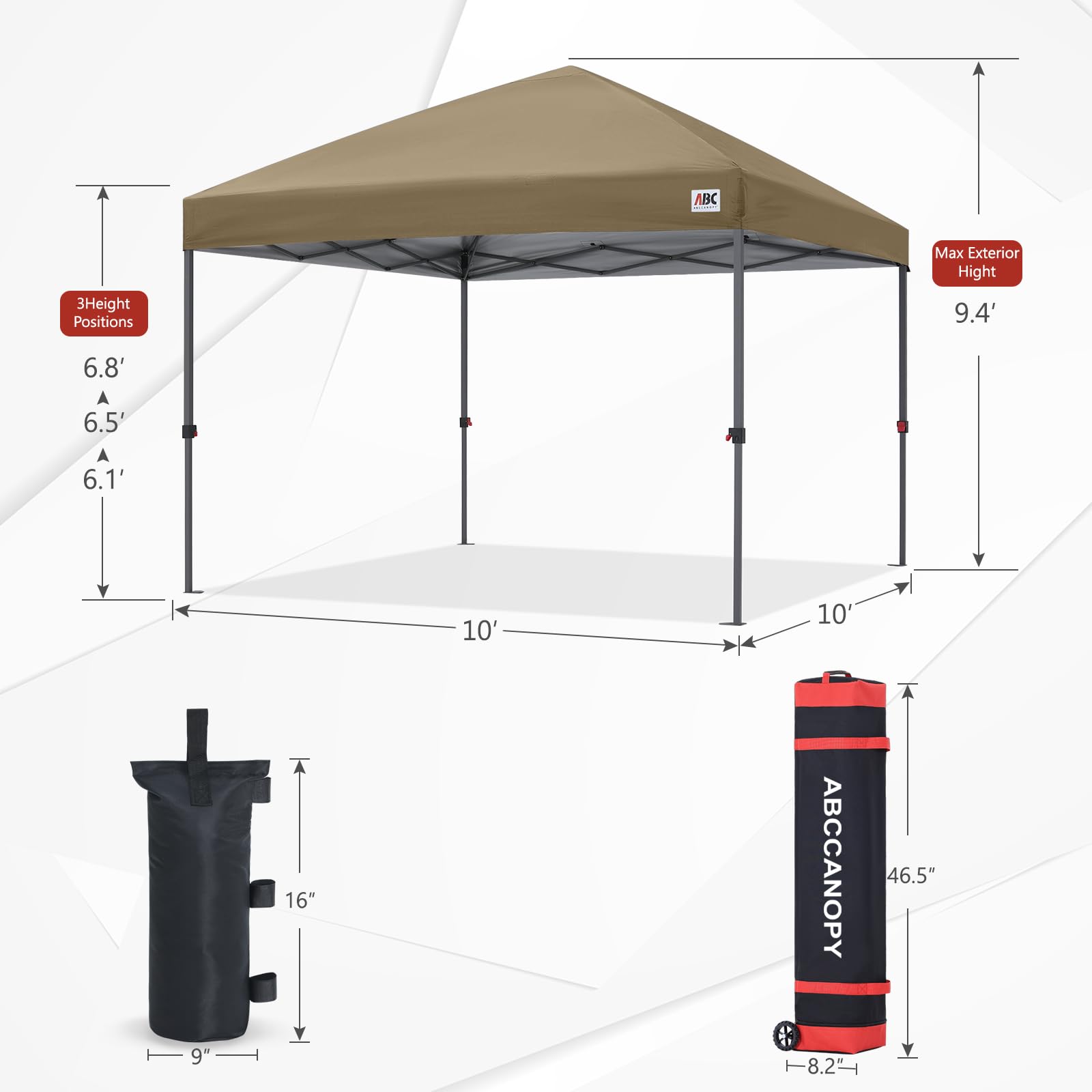 10x10 Heavy-Duty Pop-Up Canopy Tent with Sandbags