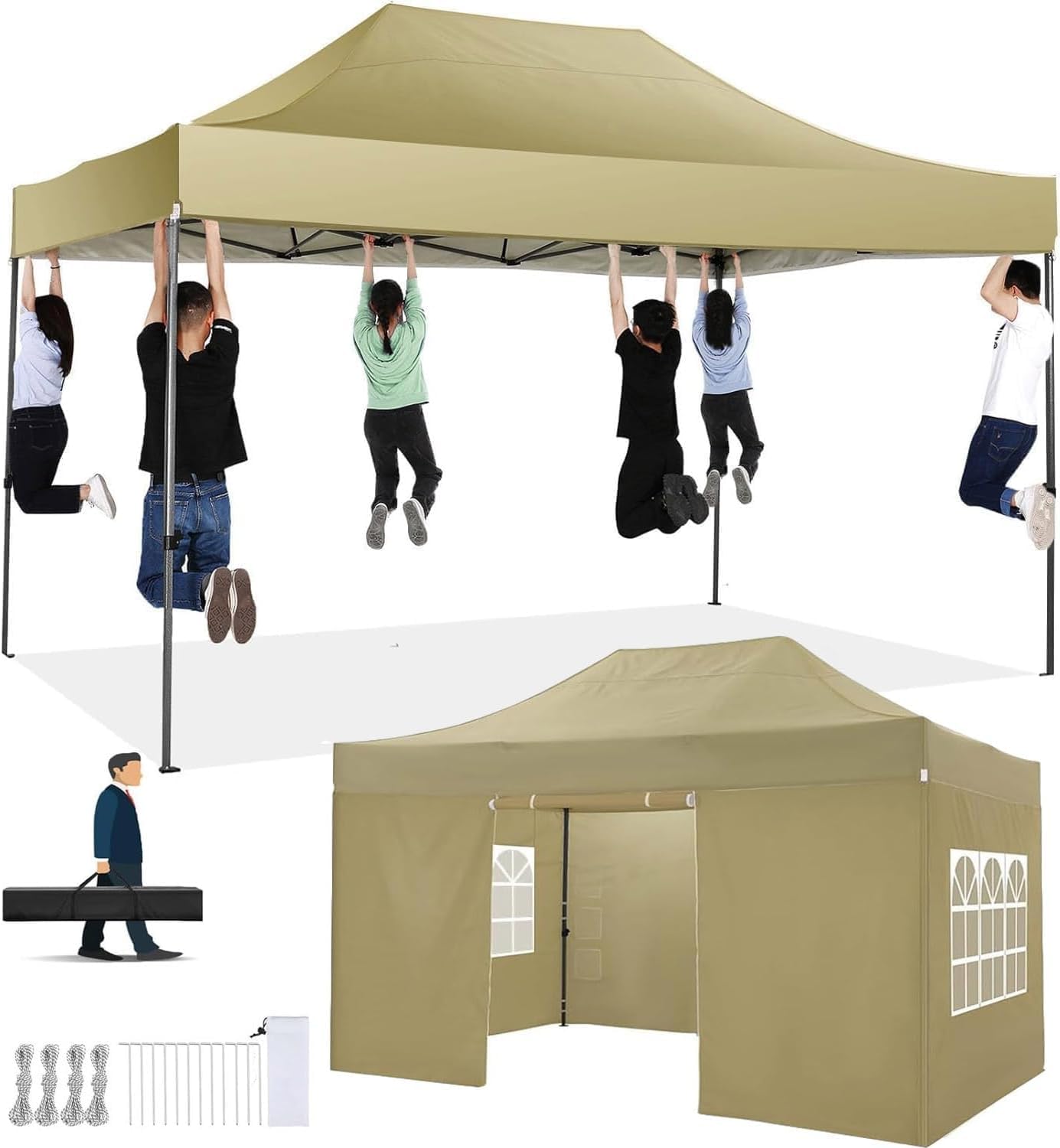 10x20 Commercial Heavy-Duty Pop-Up Party Canopy Tent