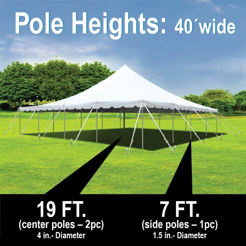 40x40 White Waterproof Party Pole Canopy Tent