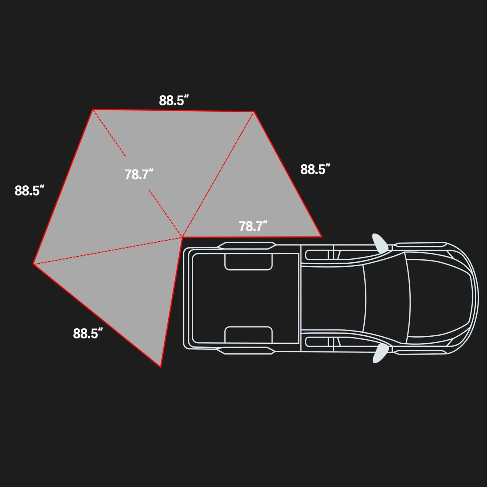 Driver-Side 270° Free-Standing SUV Awning with LED Lights