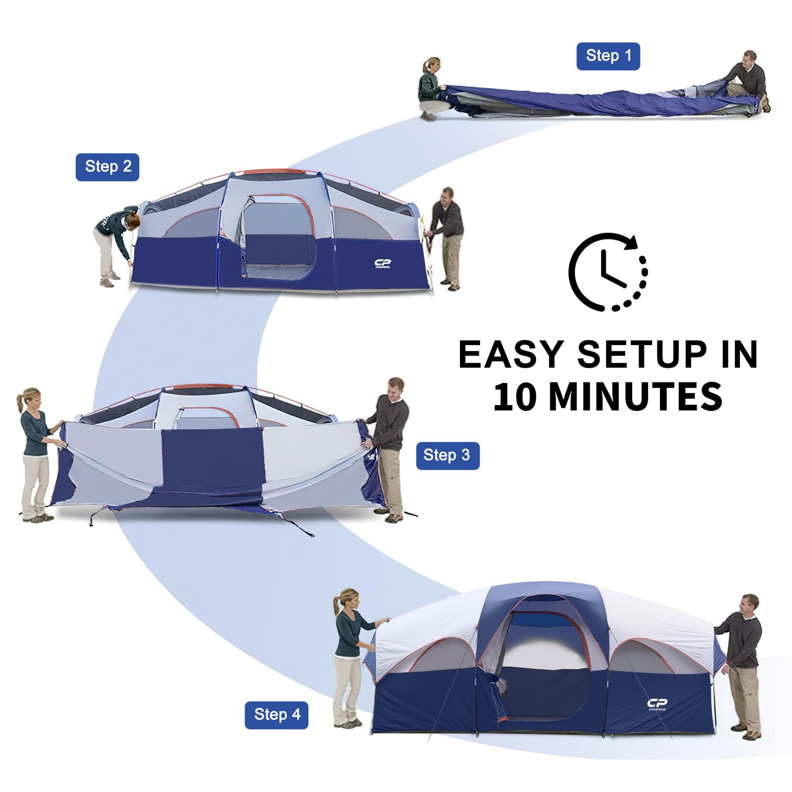 8-Person Weather-Resistant Family Tent with Room Divider