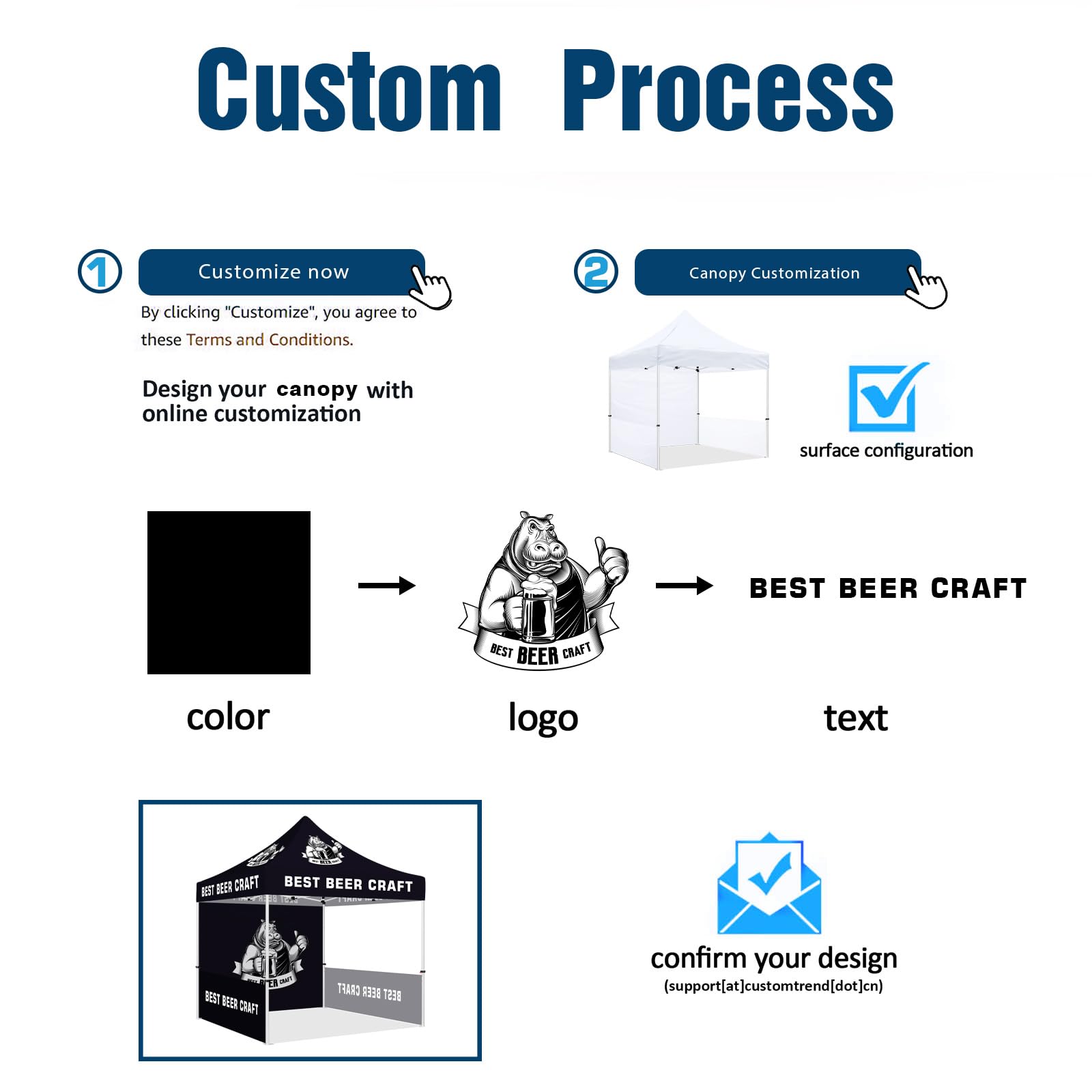 10x10 Custom Logo Pop-Up Canopy Tent with Roller Bag