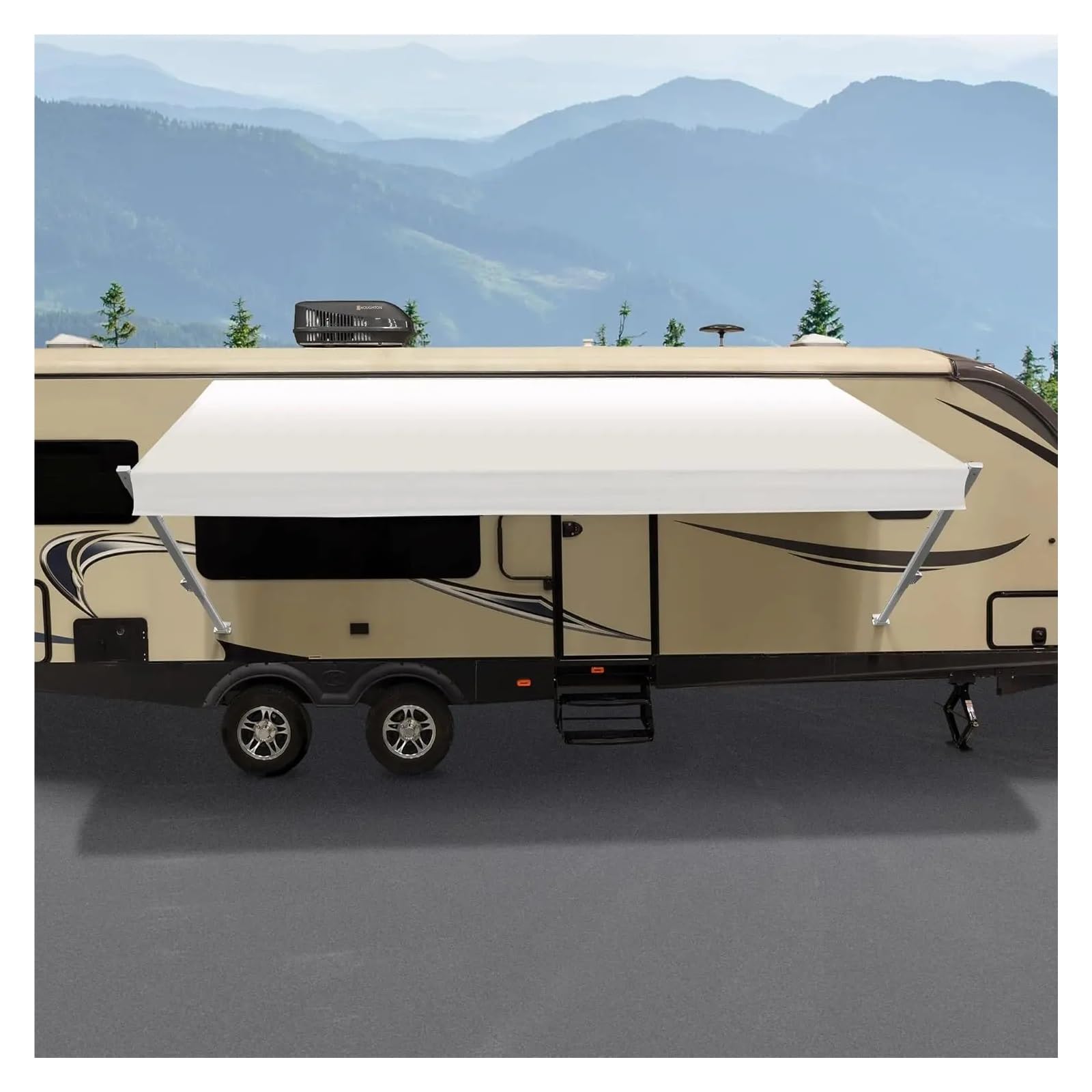 Manual Retractable RV Trailer Awning with Vinyl Fabric