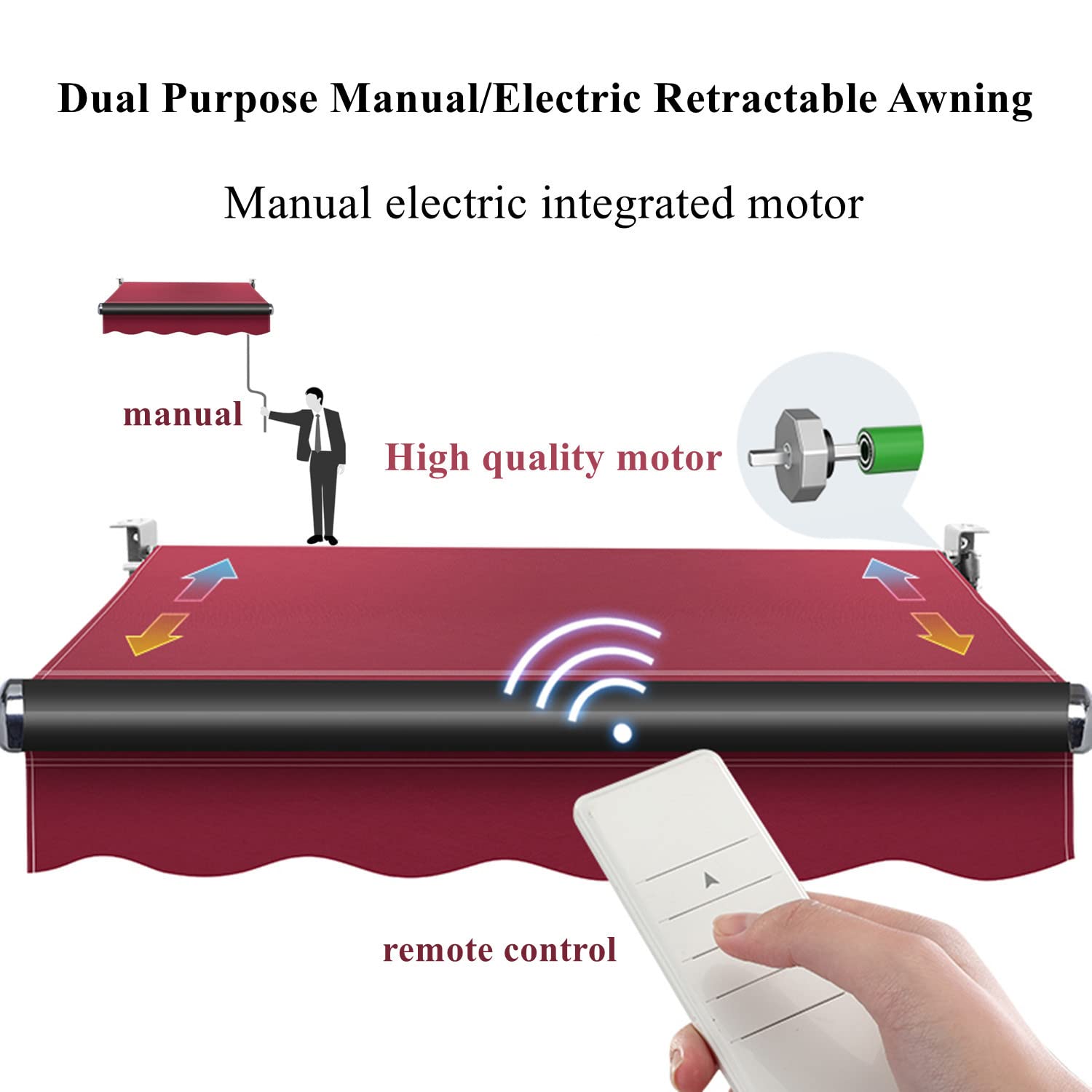 3x2.5m Electric Retractable Patio Awning Canopy