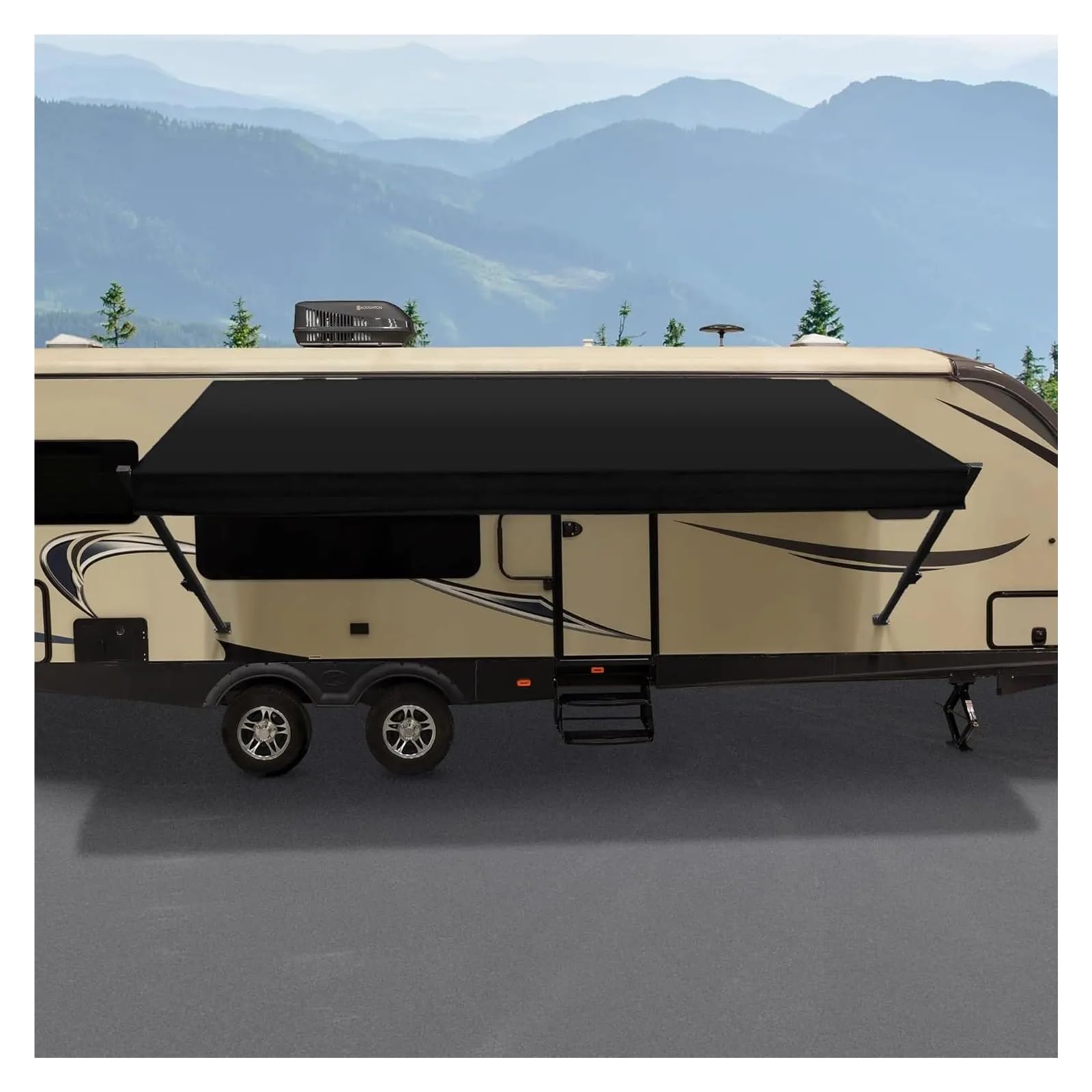 Manual Retractable RV Trailer Awning with Vinyl Fabric