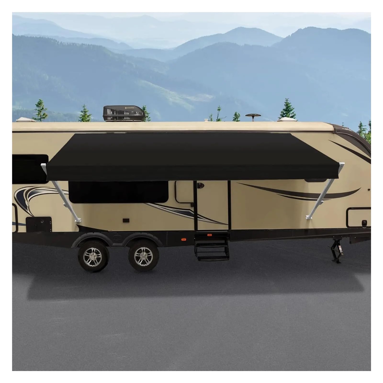 Manual Retractable RV Trailer Awning with Vinyl Fabric