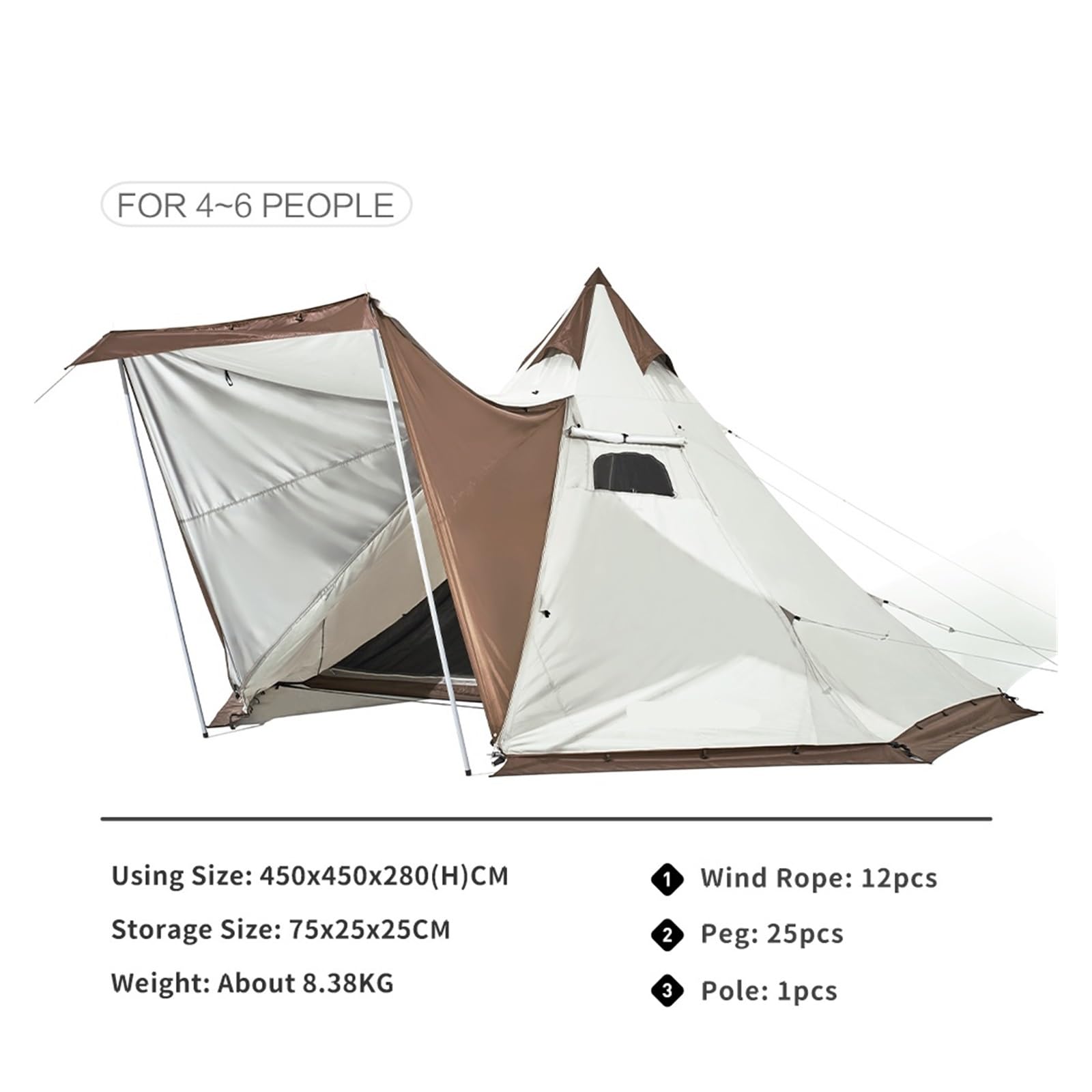 4-6 Person Waterproof Pyramid Camping Shelter Tent