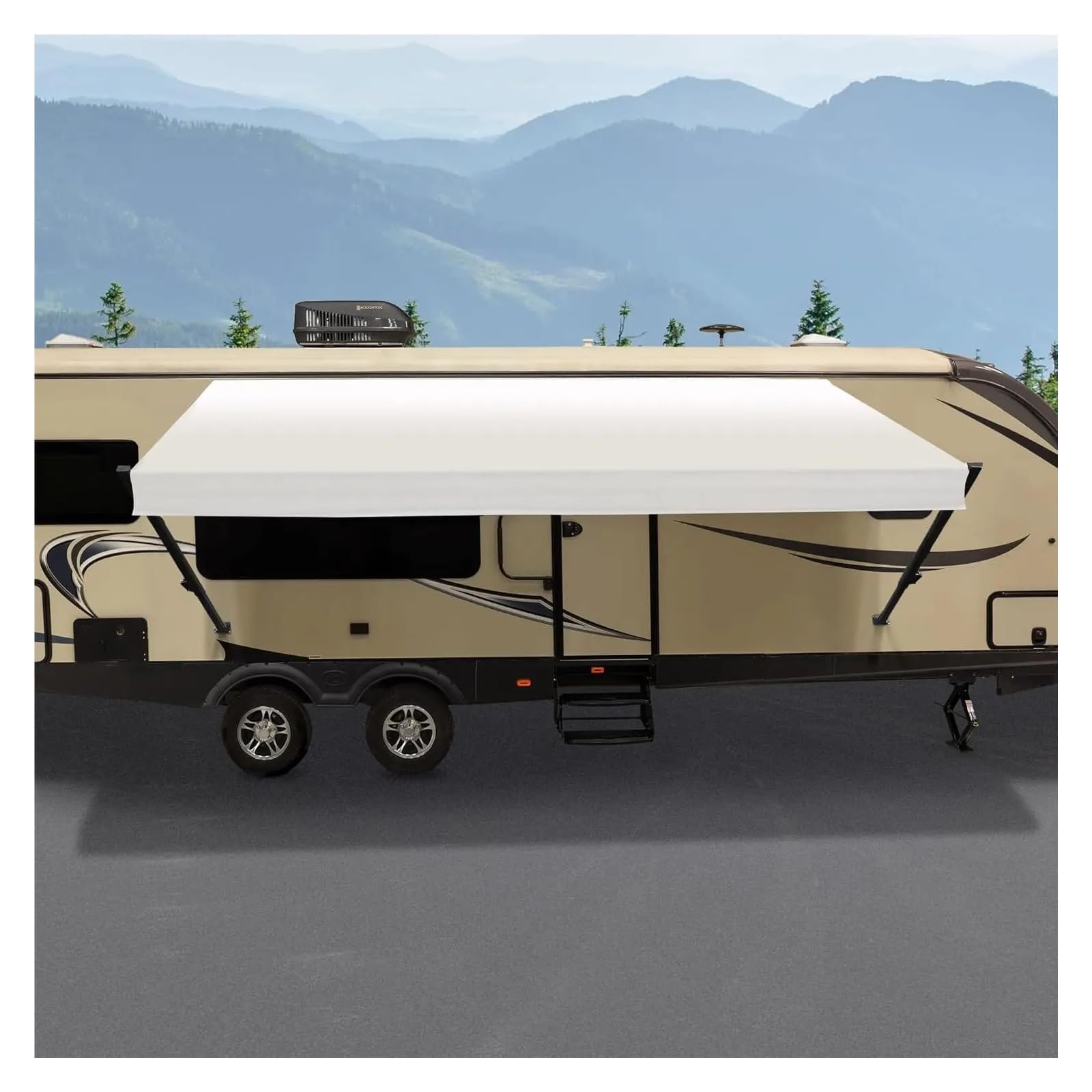 Manual Retractable RV Trailer Awning with Vinyl Fabric