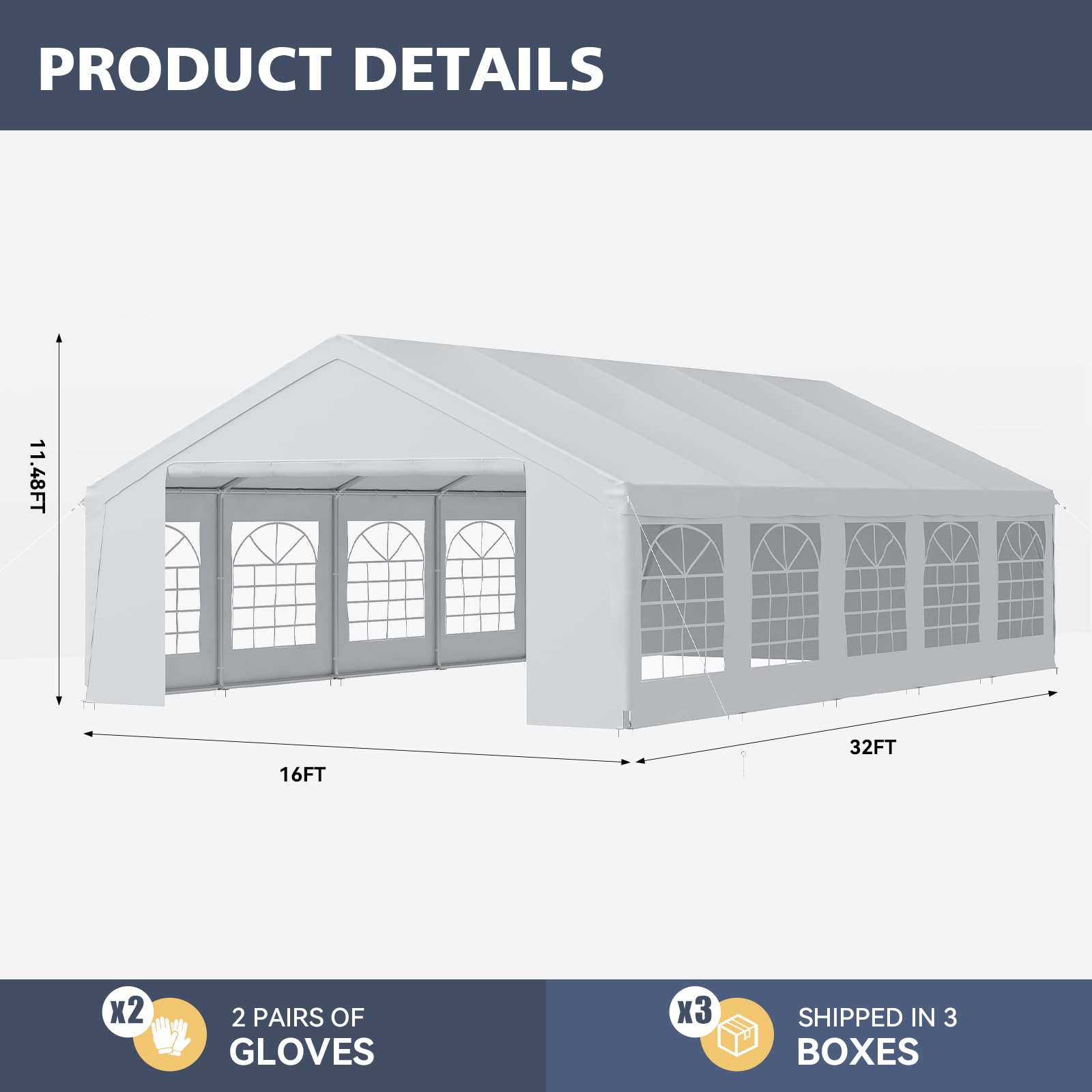 Heavy-Duty Waterproof Party Tent with Removable Sidewalls