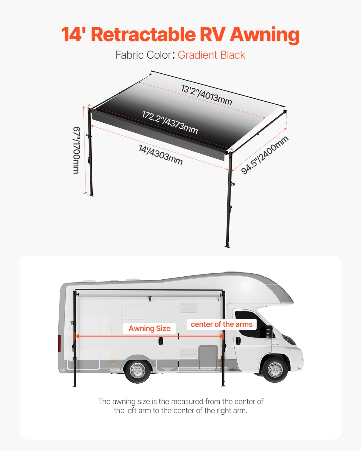 VEVOR Manual RV Awning Complete Kit for Campers