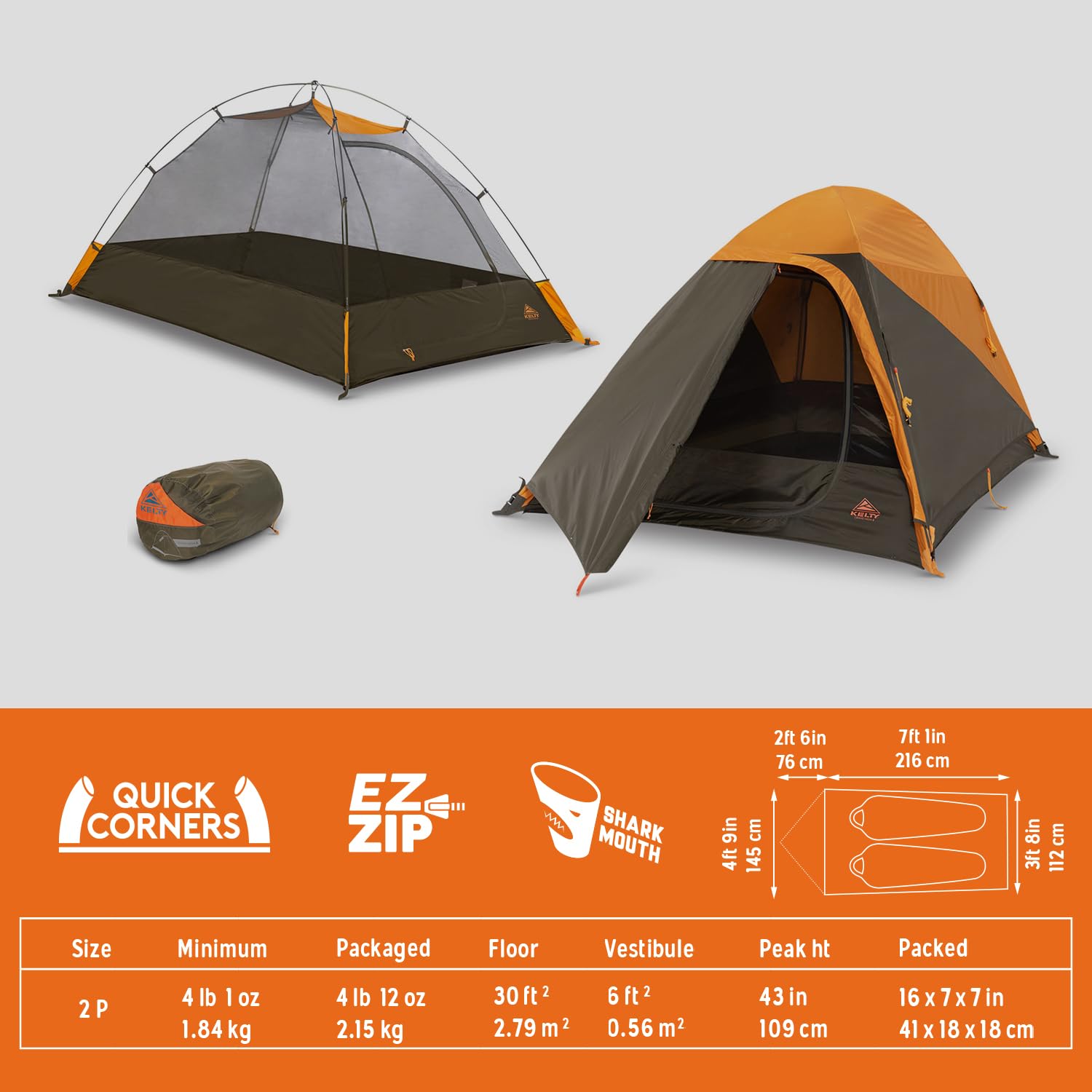 Kelty Grand Mesa 3-Season Backpacking Tent with Vestibule