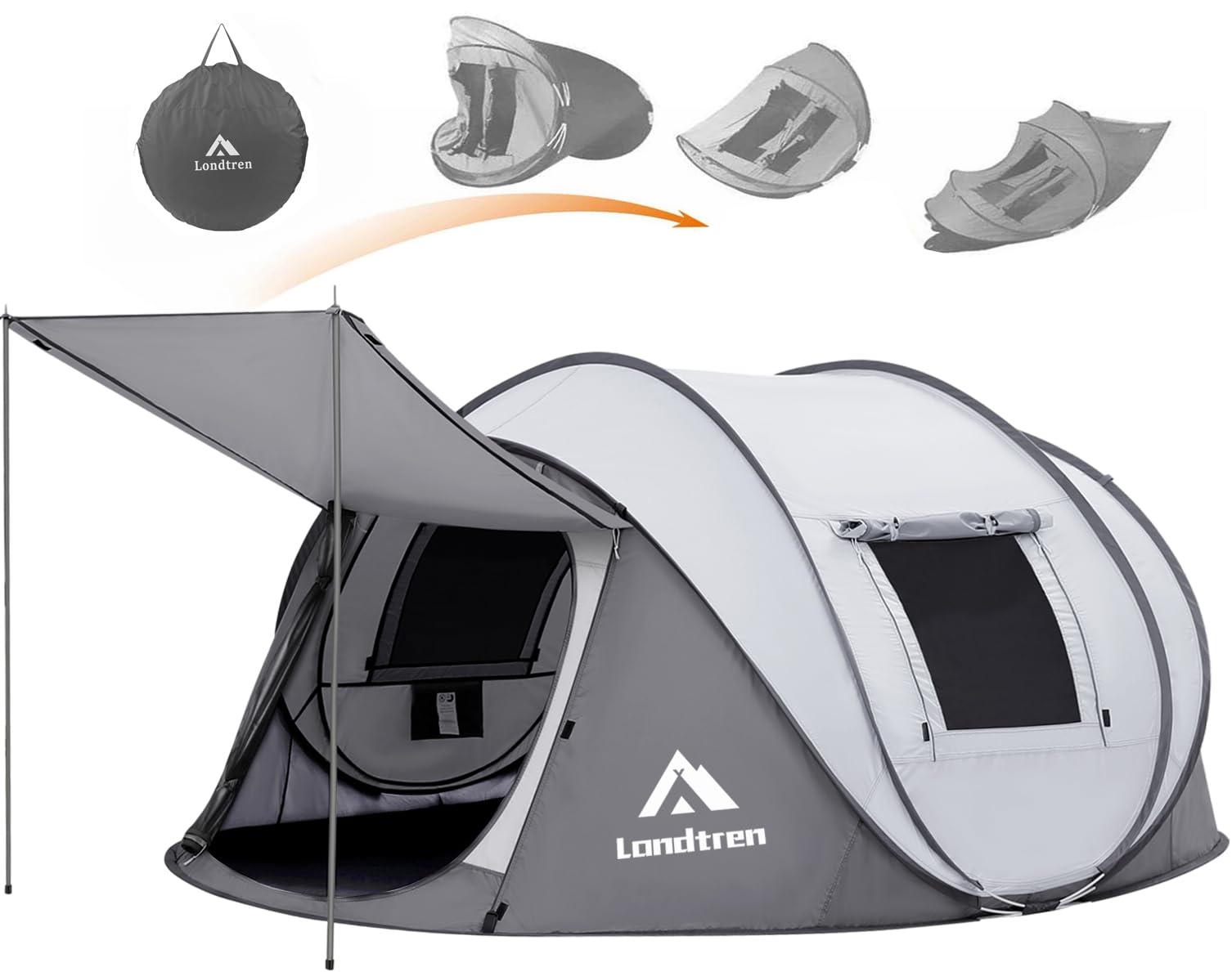 4-Person Waterproof Pop-Up Camping Tent with 2 Doors