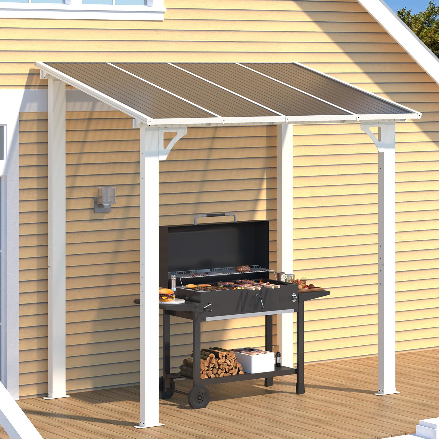 Wall-Mounted Hardtop Gazebo Awning for Backyard Patio