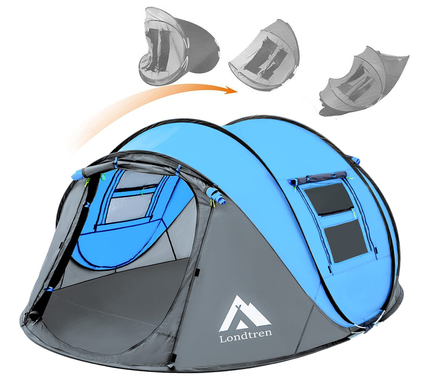 4-Person Waterproof Pop-Up Camping Tent with 2 Doors