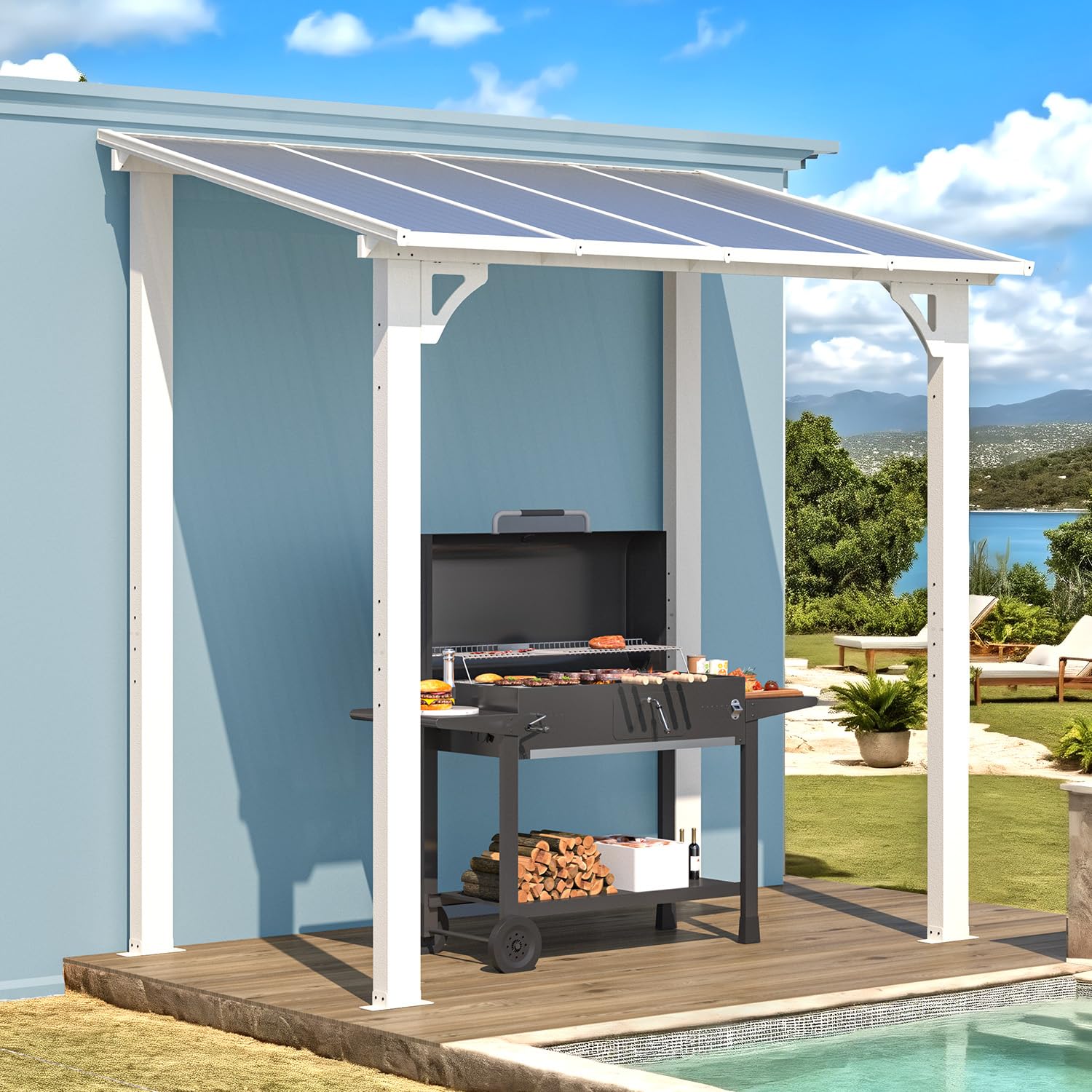 Wall-Mounted Hardtop Gazebo Awning for Backyard Patio