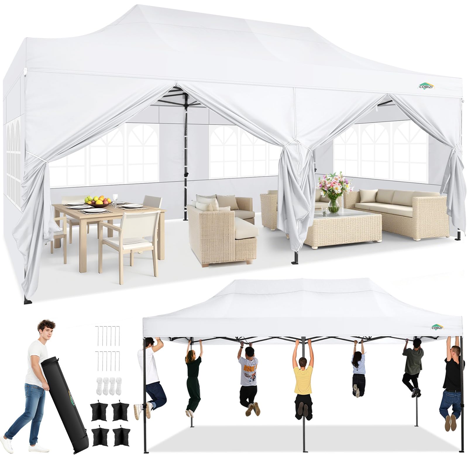 10x20 Commercial Heavy-Duty Pop-Up Party Canopy Tent