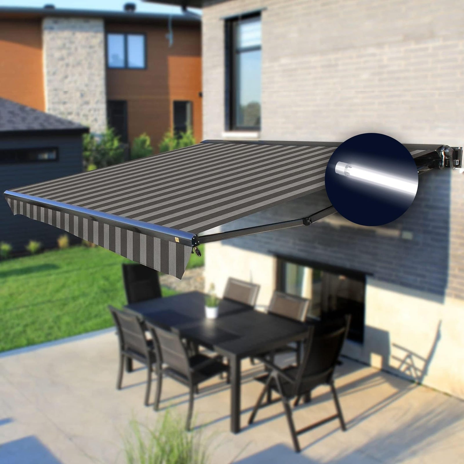 Full Cassette LED Retractable Awning with Remote