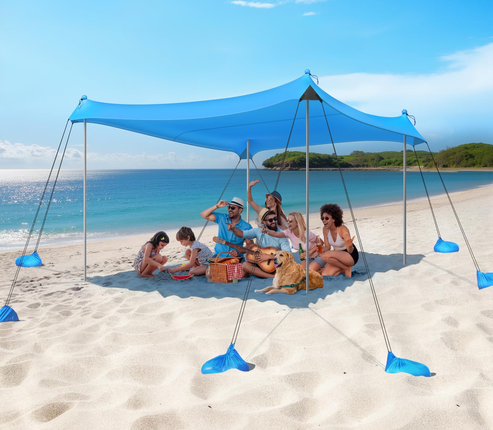 Rhino Valley UPF50+ Beach Tent Shade Canopy with Sandbags