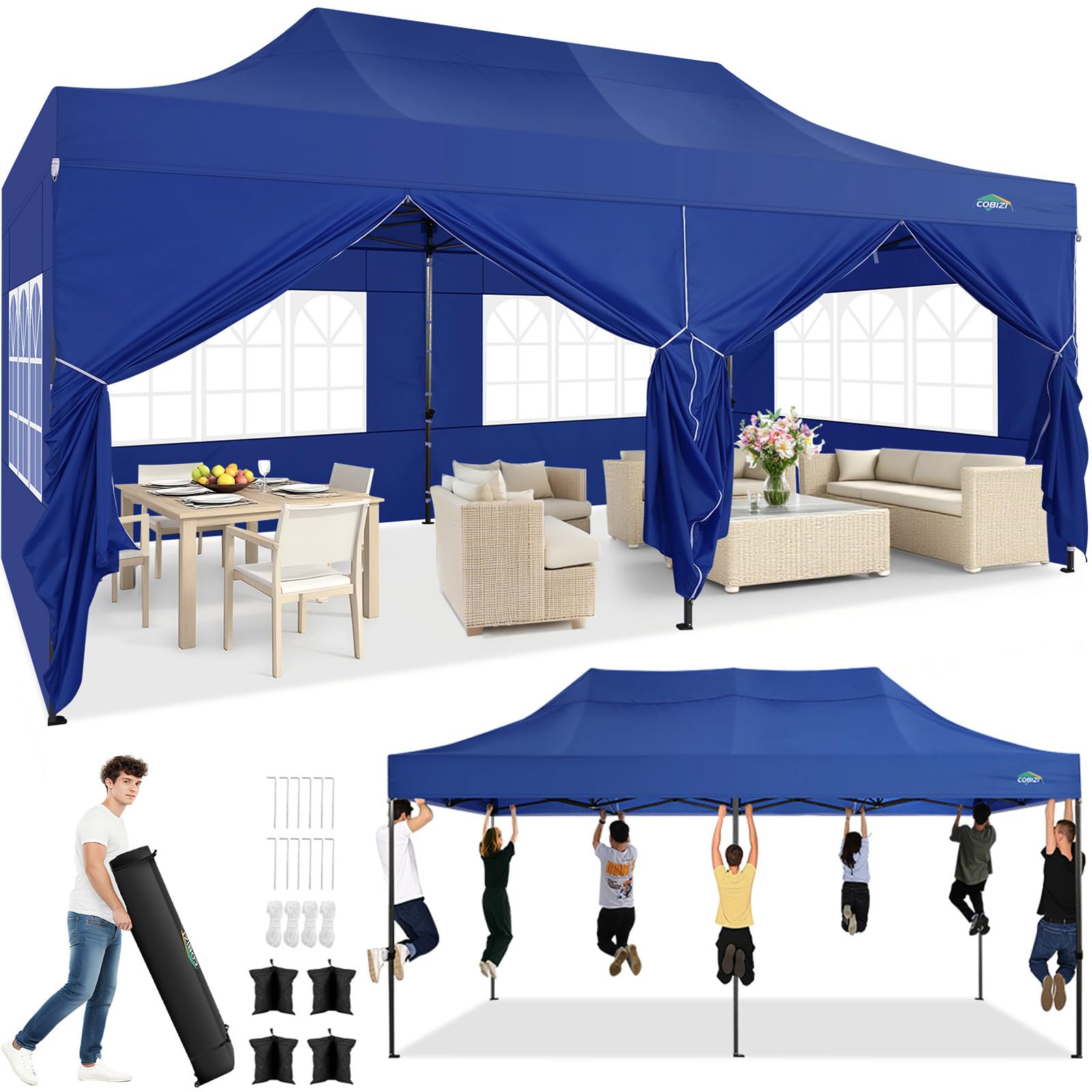 10x20 Commercial Heavy-Duty Pop-Up Party Canopy Tent