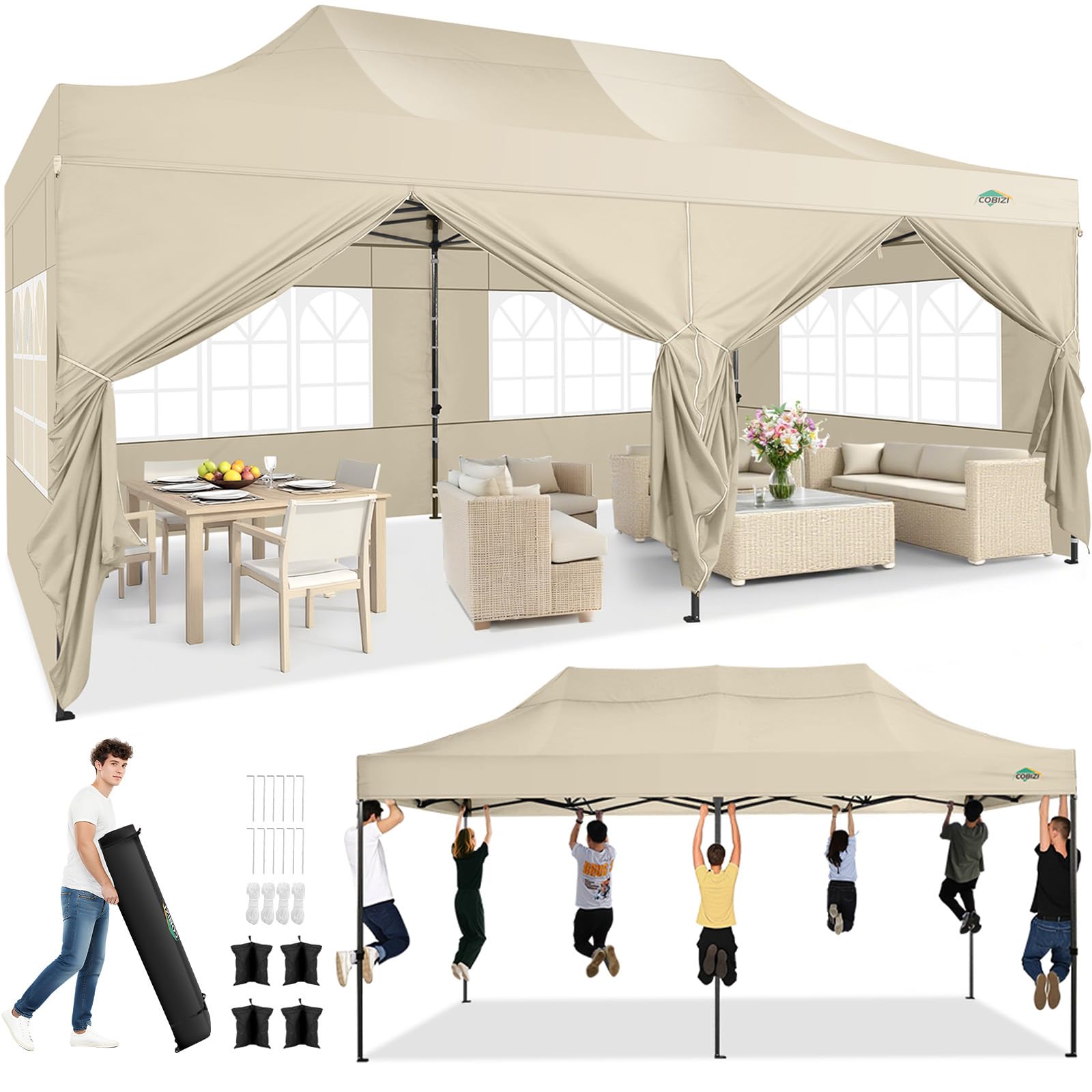 10x20 Commercial Heavy-Duty Pop-Up Party Canopy Tent
