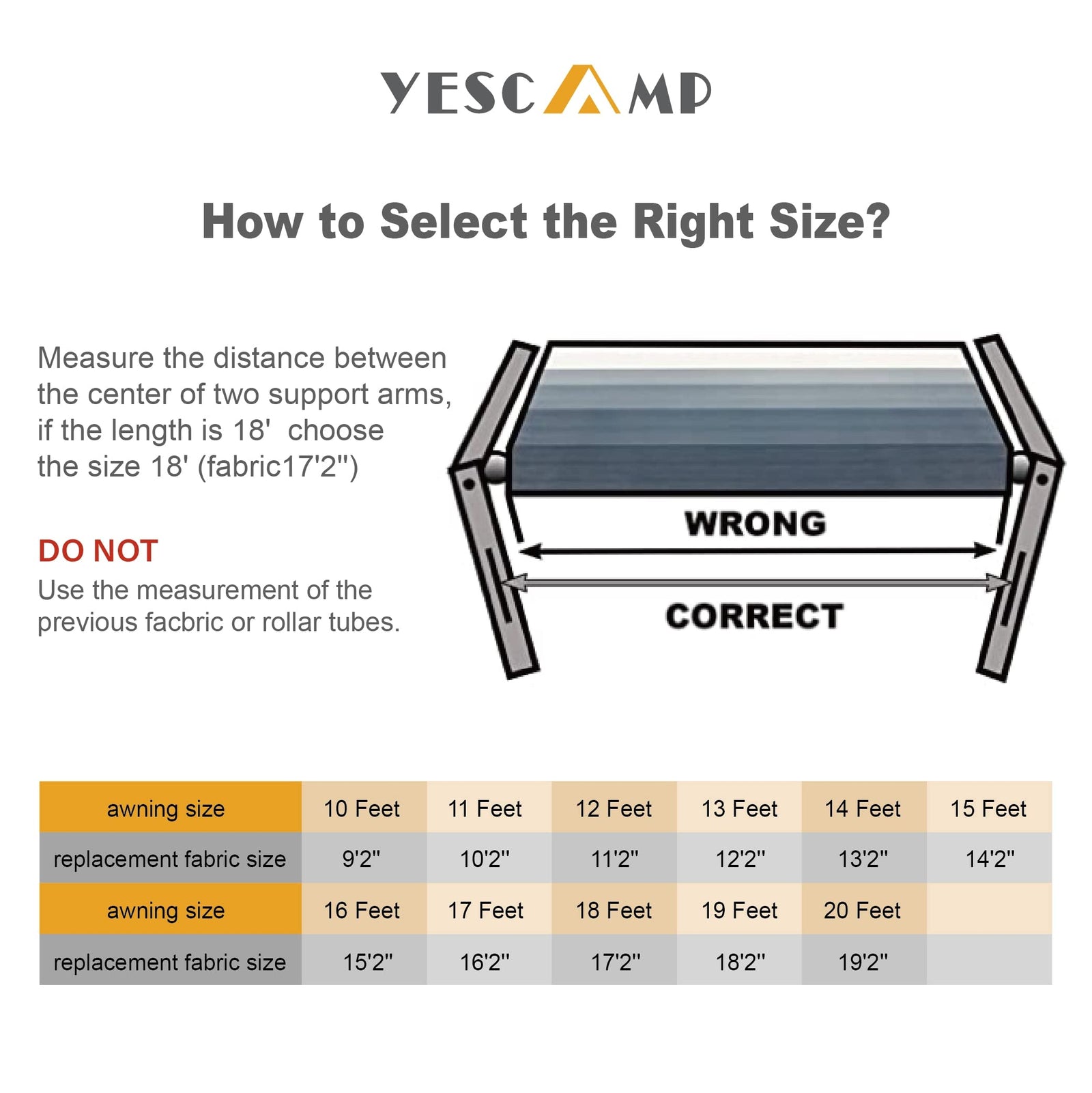 YESCAMP Manual Retractable RV Awning Kit for Trailers