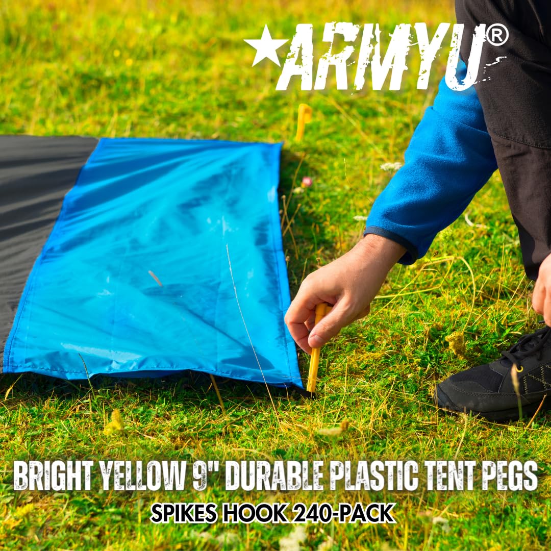 240-Pack Yellow 9-Inch Heavy-Duty Plastic Tent Pegs