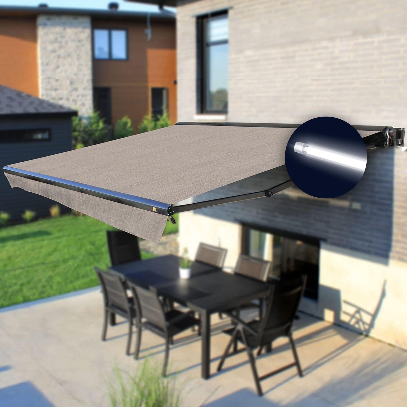 Full Cassette LED Retractable Awning with Remote