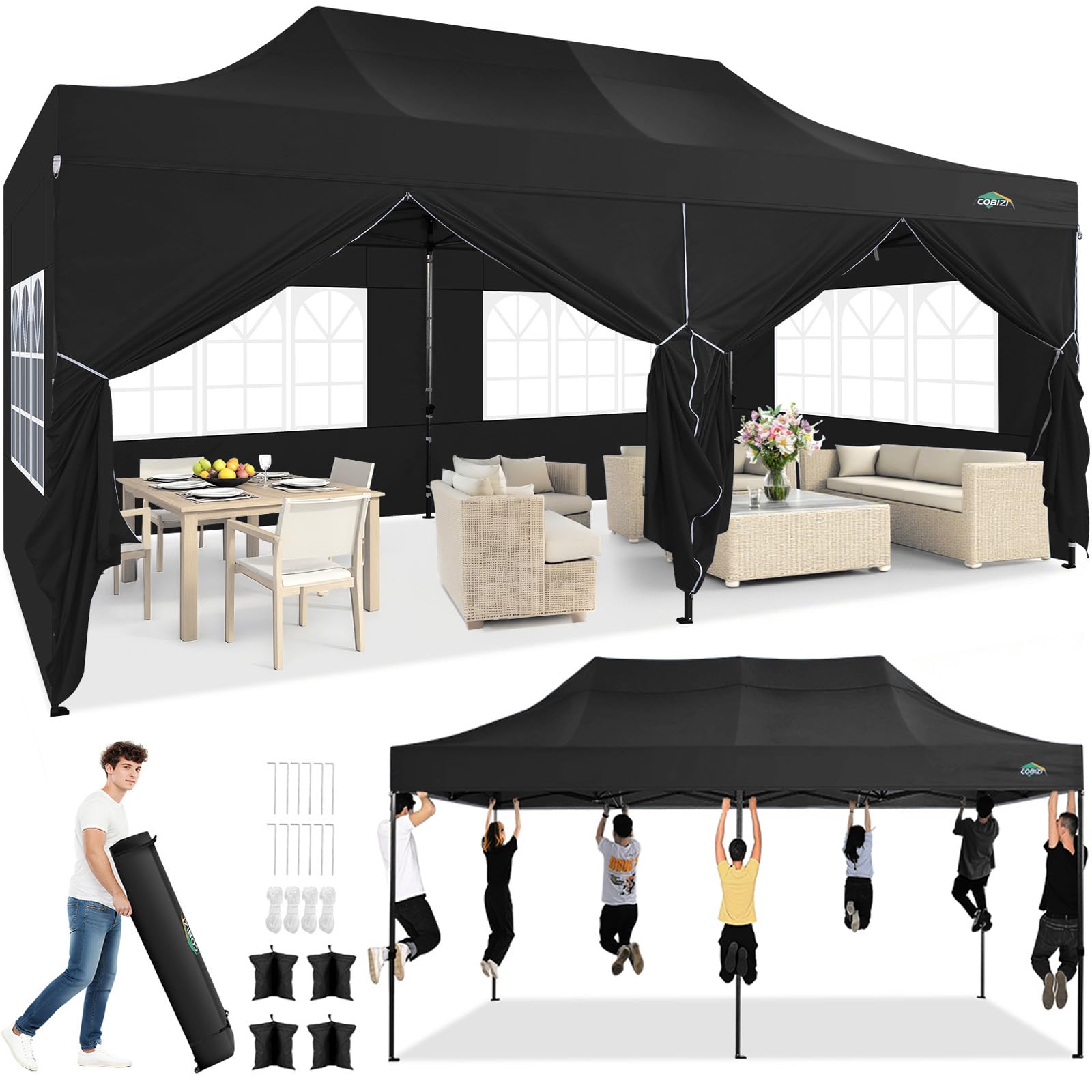 10x20 Commercial Heavy-Duty Pop-Up Party Canopy Tent