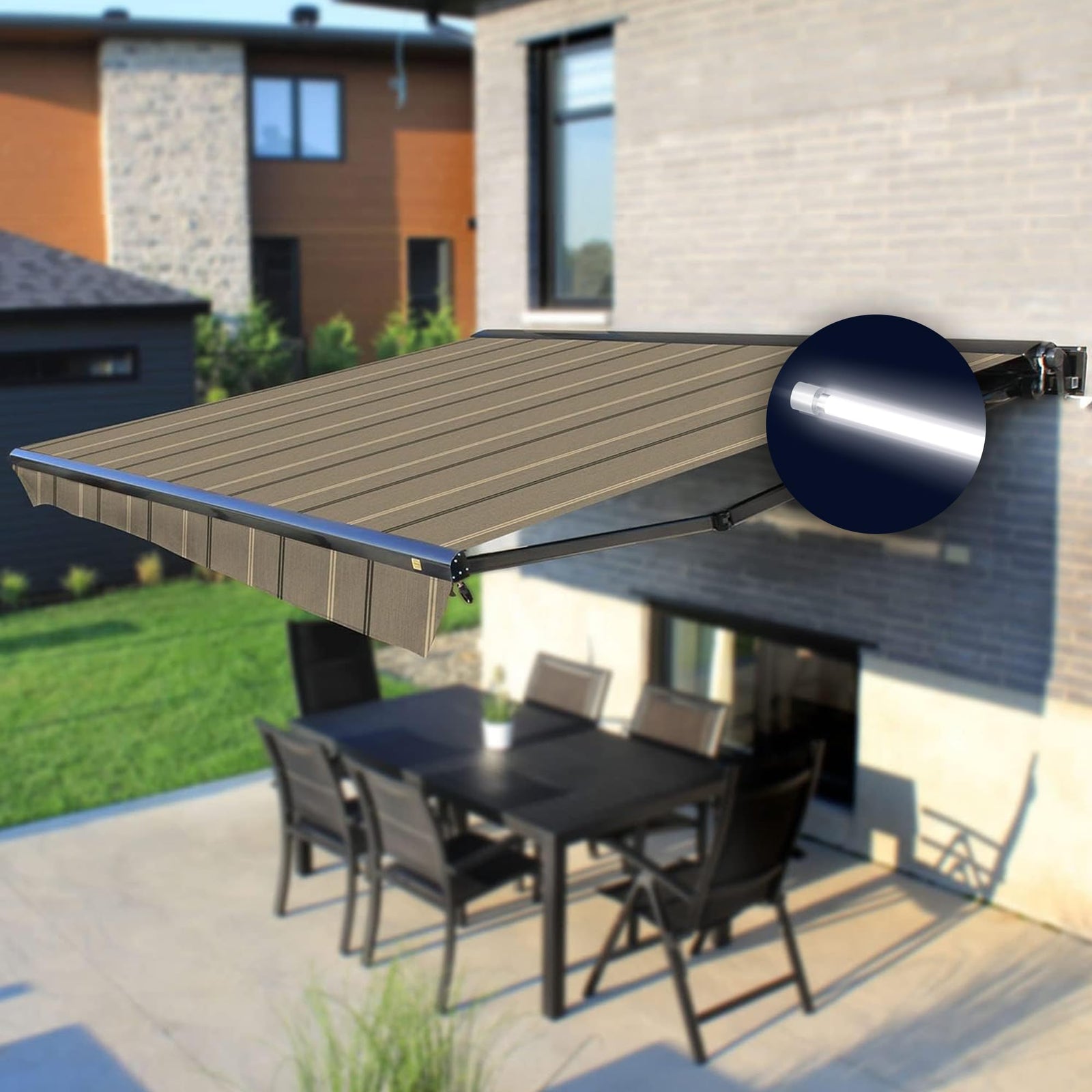Full Cassette LED Retractable Awning with Remote