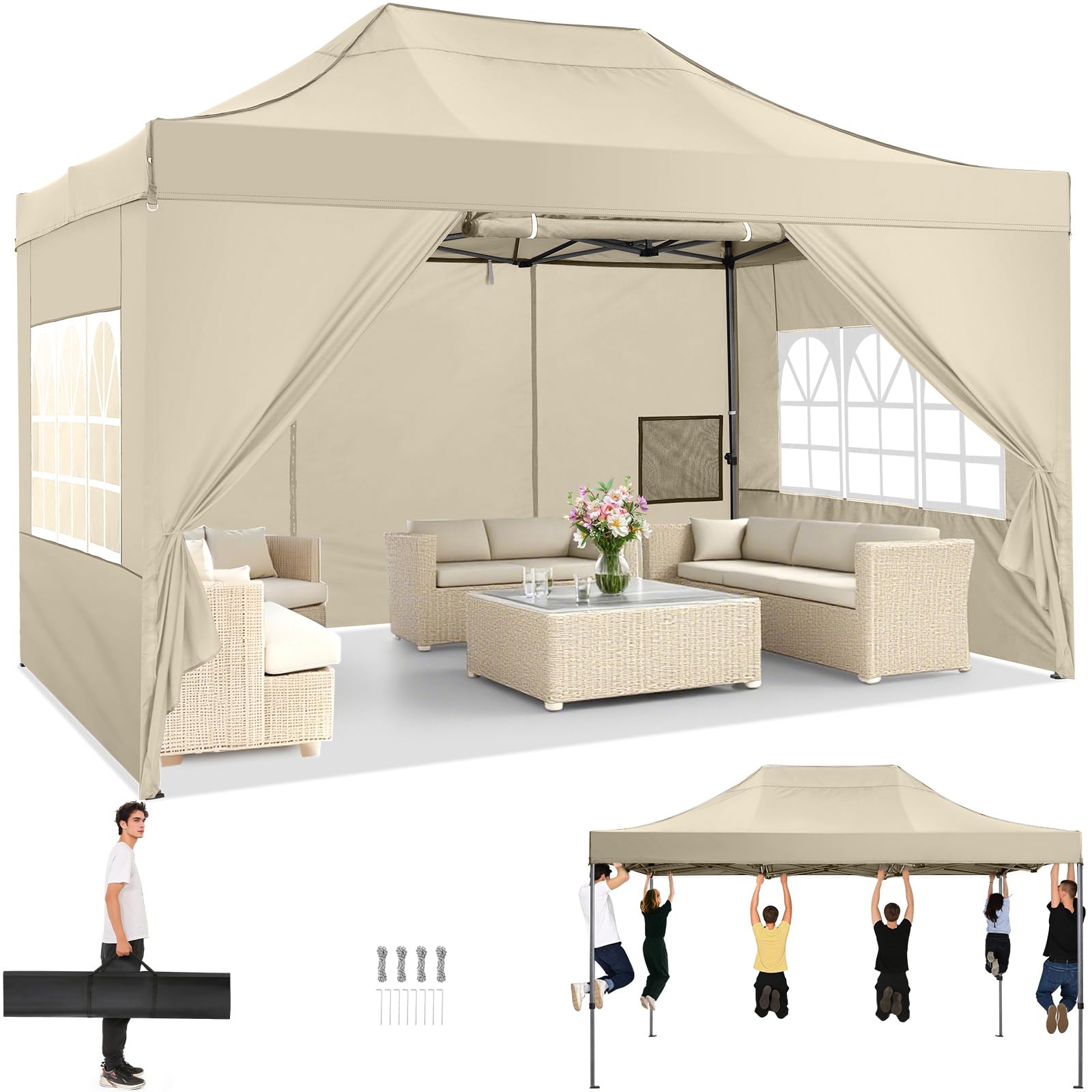 10x20 Commercial Heavy-Duty Pop-Up Party Canopy Tent