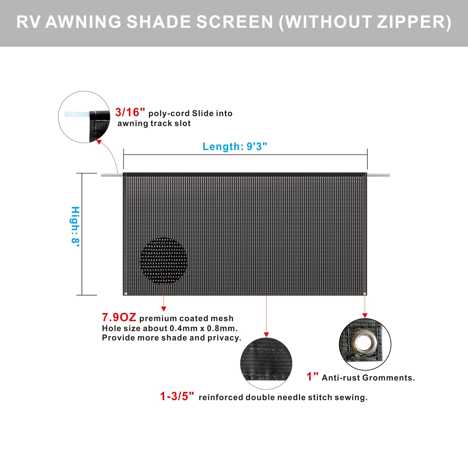 SHADEPLUS RV Awning Shade Screen for Outdoor Privacy