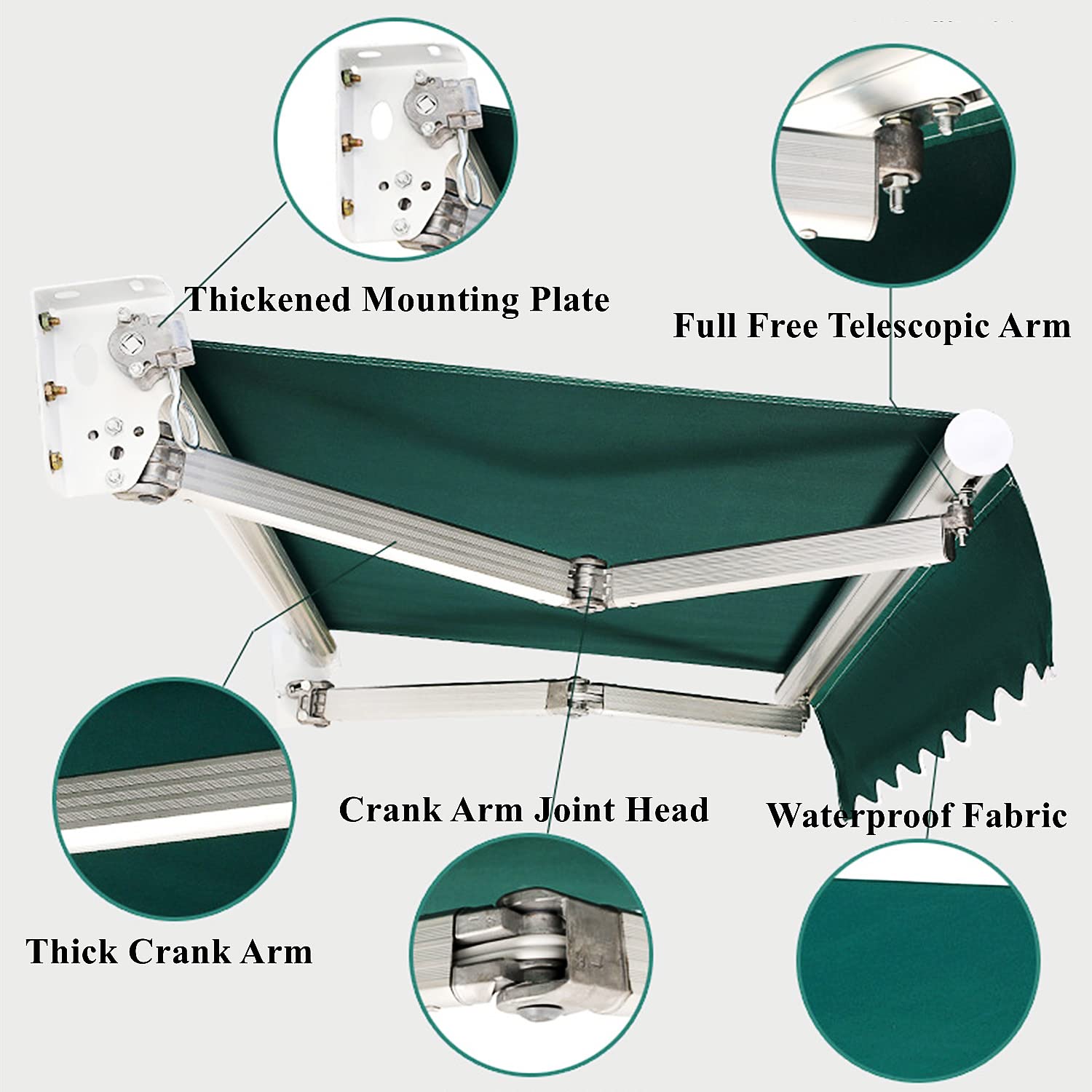 Adjustable Retractable Outdoor Awning Sun Shade Canopy