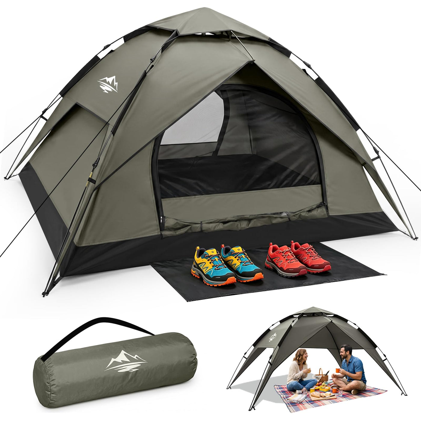 2-4 Person Instant Waterproof Camping Tent with Rainfly
