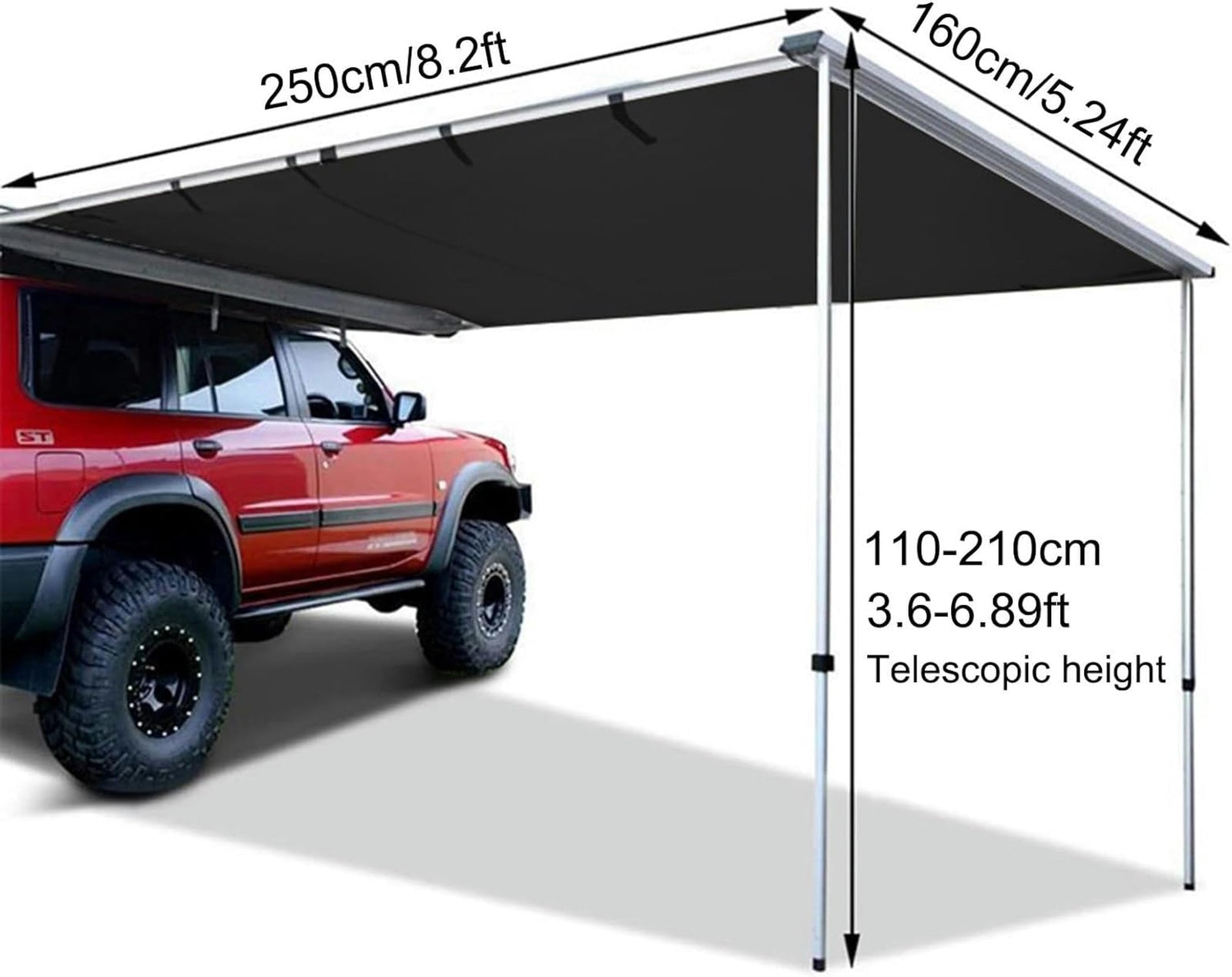 420D UV50+ Roof Rack Side Awning for SUVs and Vans
