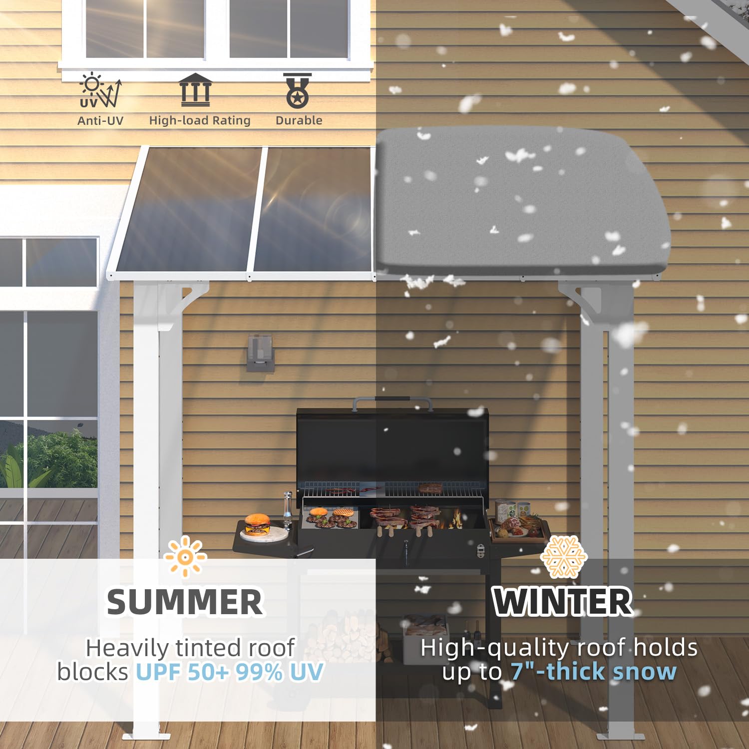 Wall-Mounted Hardtop Gazebo Awning for Backyard Patio