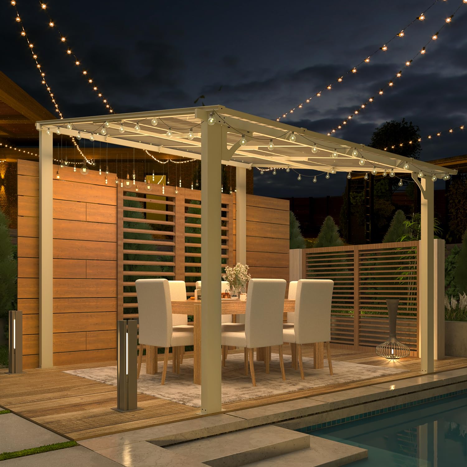 Wall-Mounted Hardtop Gazebo Awning for Backyard Patio