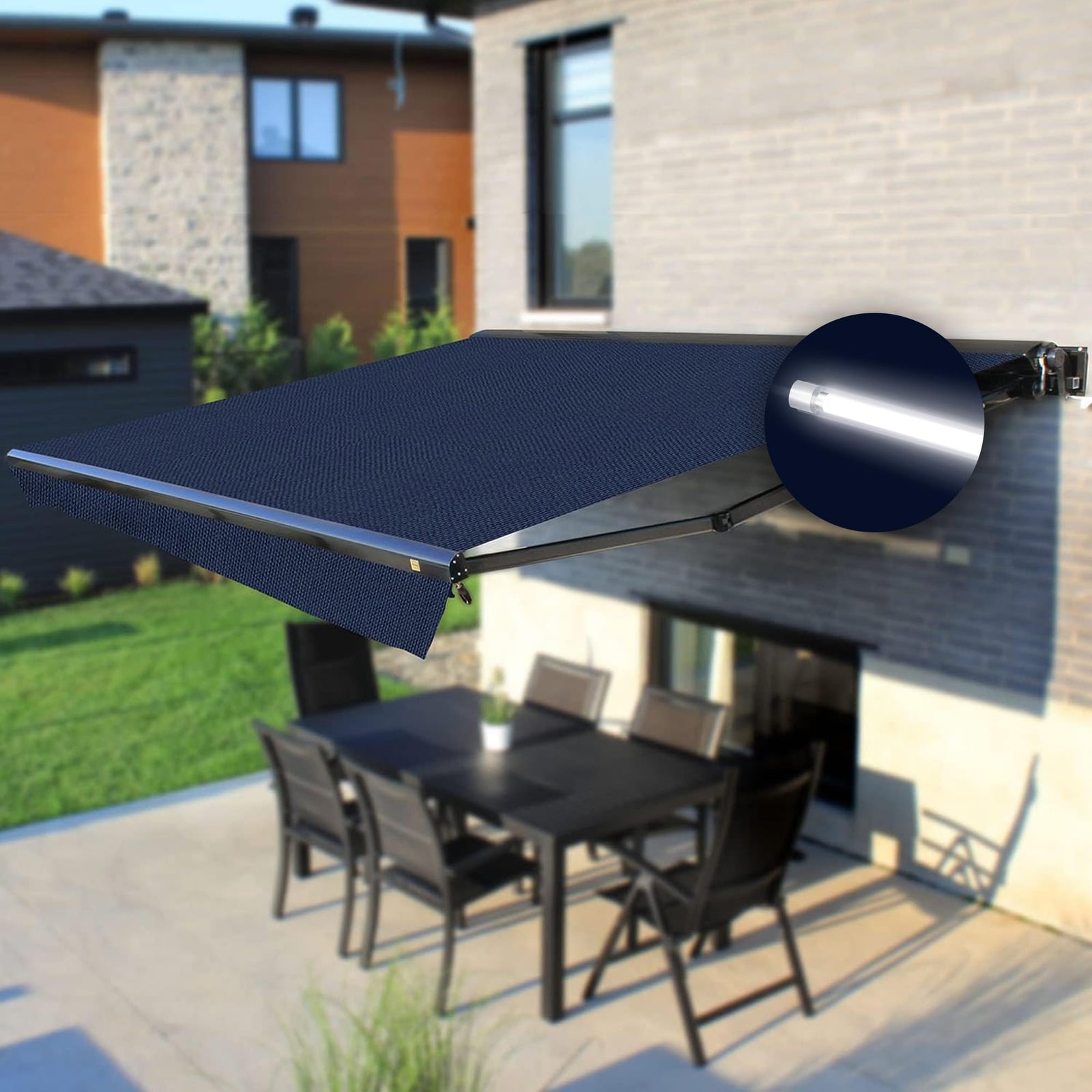 Full Cassette LED Retractable Awning with Remote
