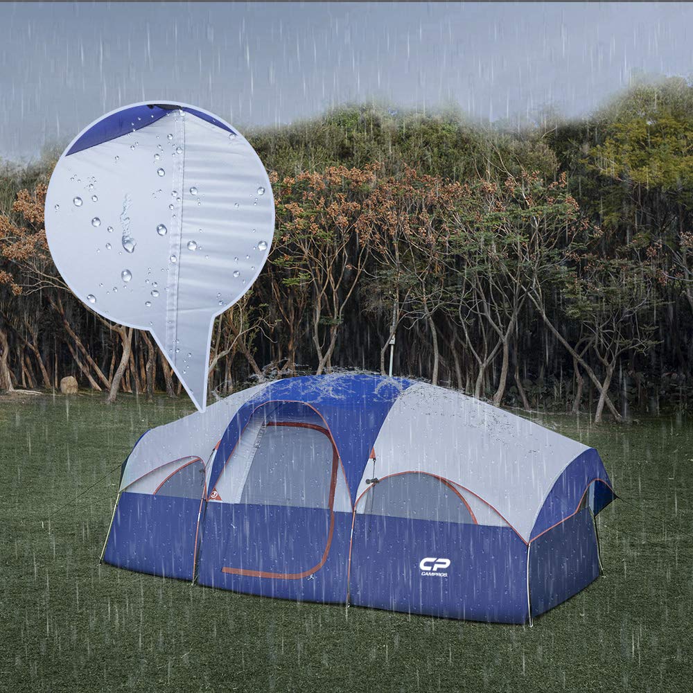 8-Person Weather-Resistant Family Tent with Room Divider