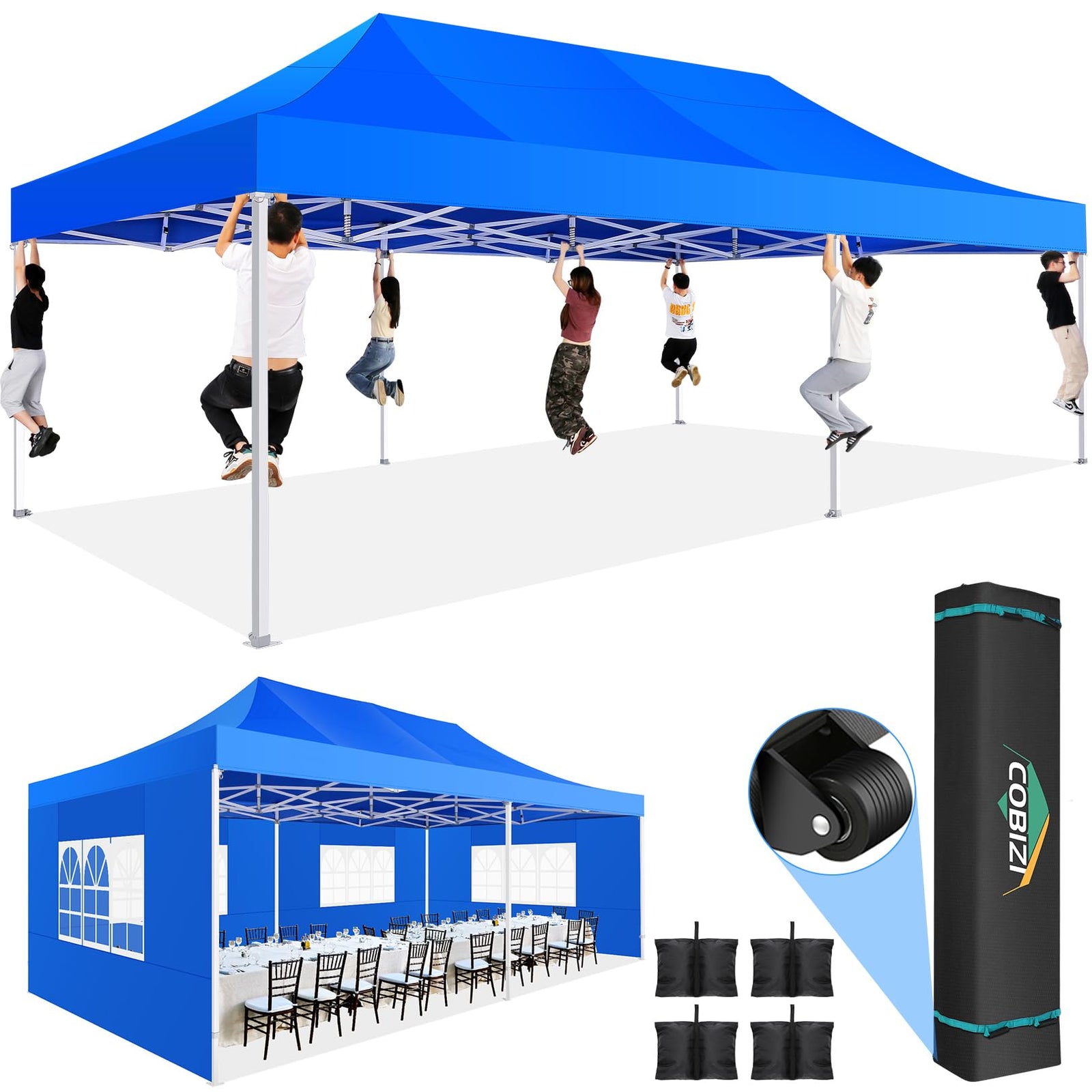 10x20 Commercial Heavy-Duty Pop-Up Party Canopy Tent