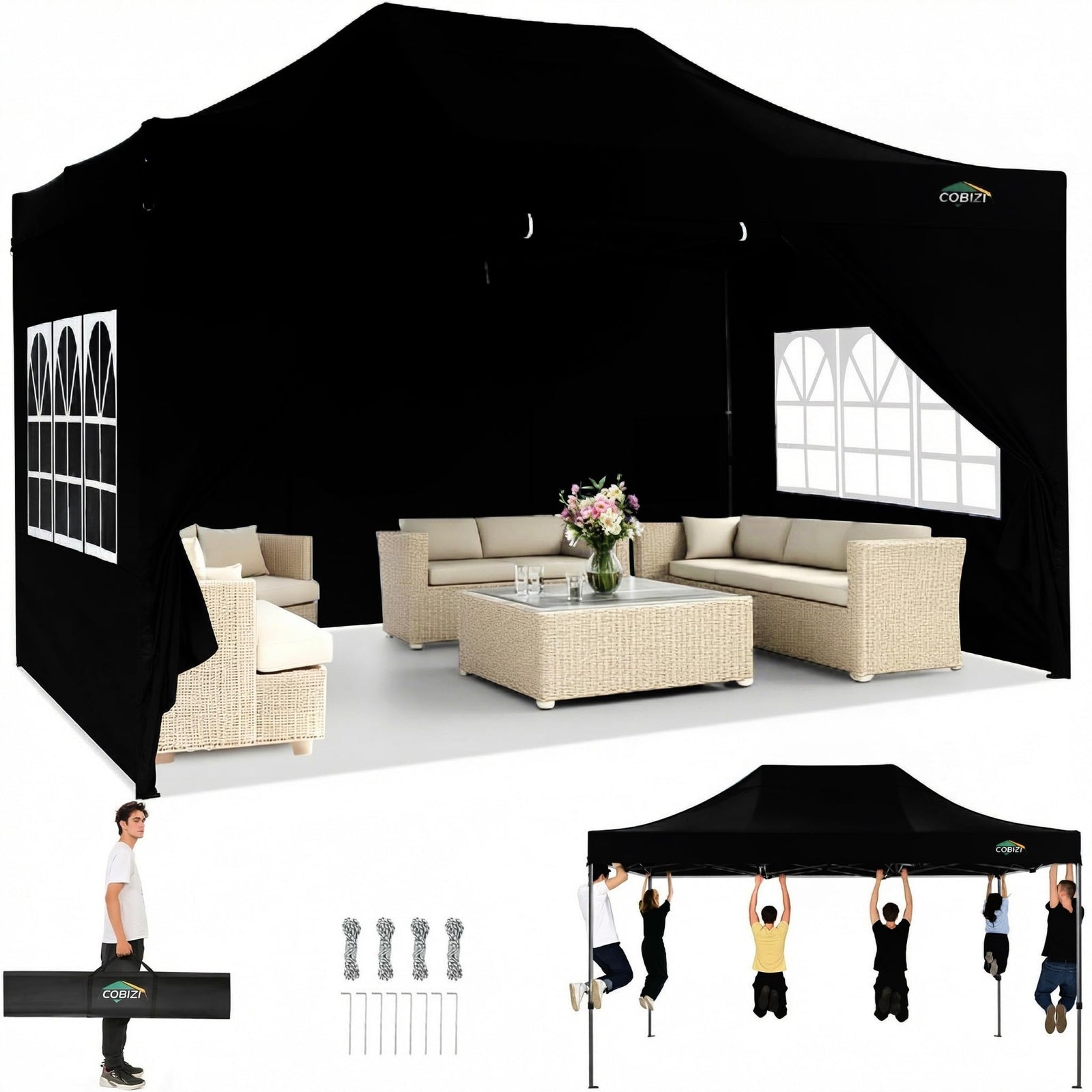 10x20 Commercial Heavy-Duty Pop-Up Party Canopy Tent